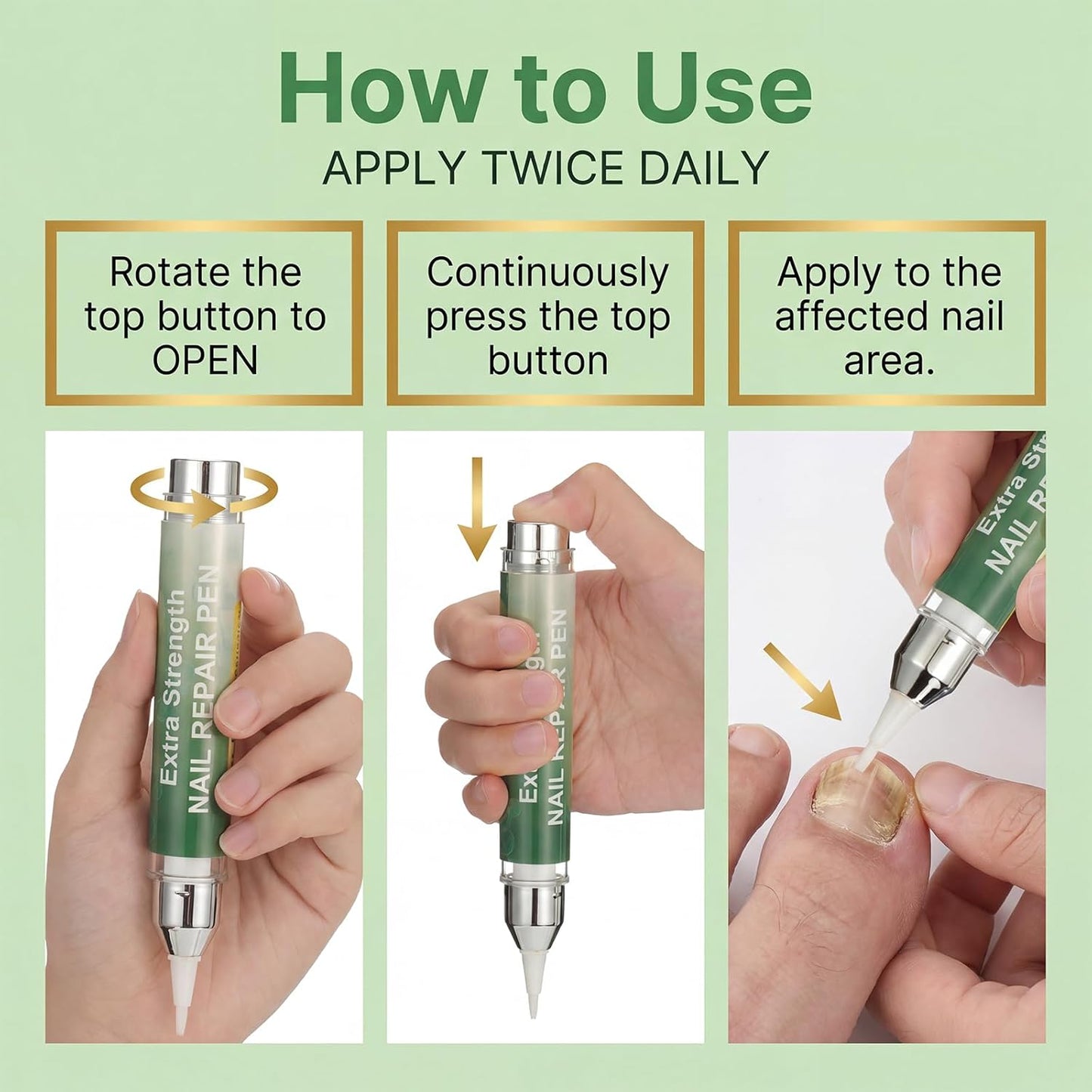 Nail Fungus Treatment Pen - 25% Undecylenic Acid Formula for Toenails & Fingernails | 16ml (3-Pack)