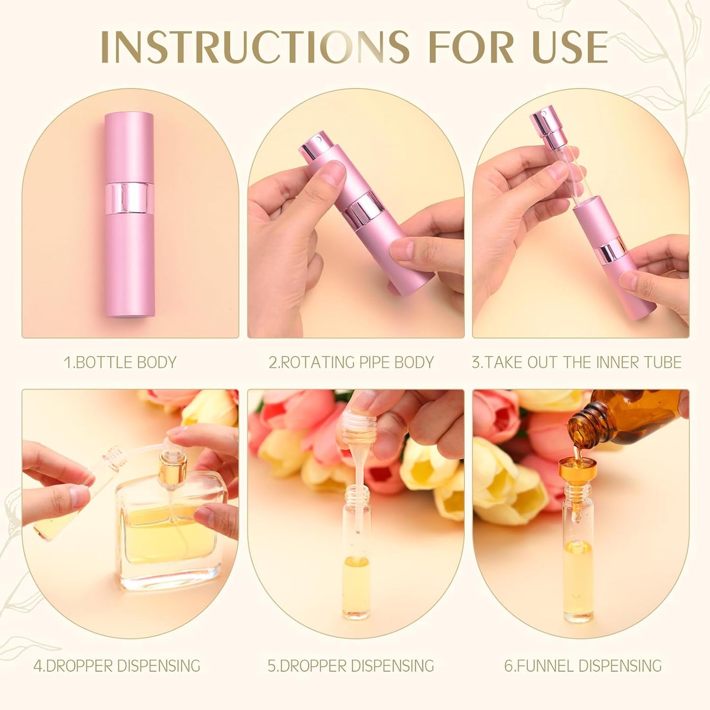Refillable Perfume Atomizer - 16 Pack 8ml Travel Spray Bottles with Funnel | Portable Mini Cologne Sprayers (Multicolor)