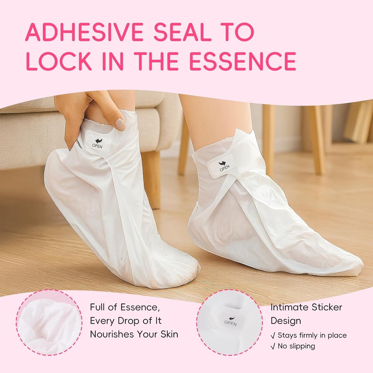 Sakura Moisturizing Foot Mask - Deep Hydration for Dry, Cracked Feet | 5 Pack of Softening Socks