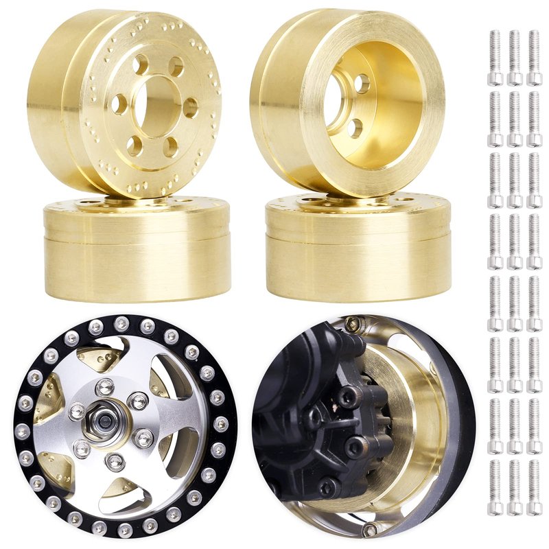 HobbyPark RC Crawler Brass Wheel Weight Block fit 1.9/2.2 inch Beadlock Wheel Rims for Traxxas TRX4 TRX6 Axial SCX10 II III Redcat Gen7 Gen8 (73.5g/each-4pcs)
