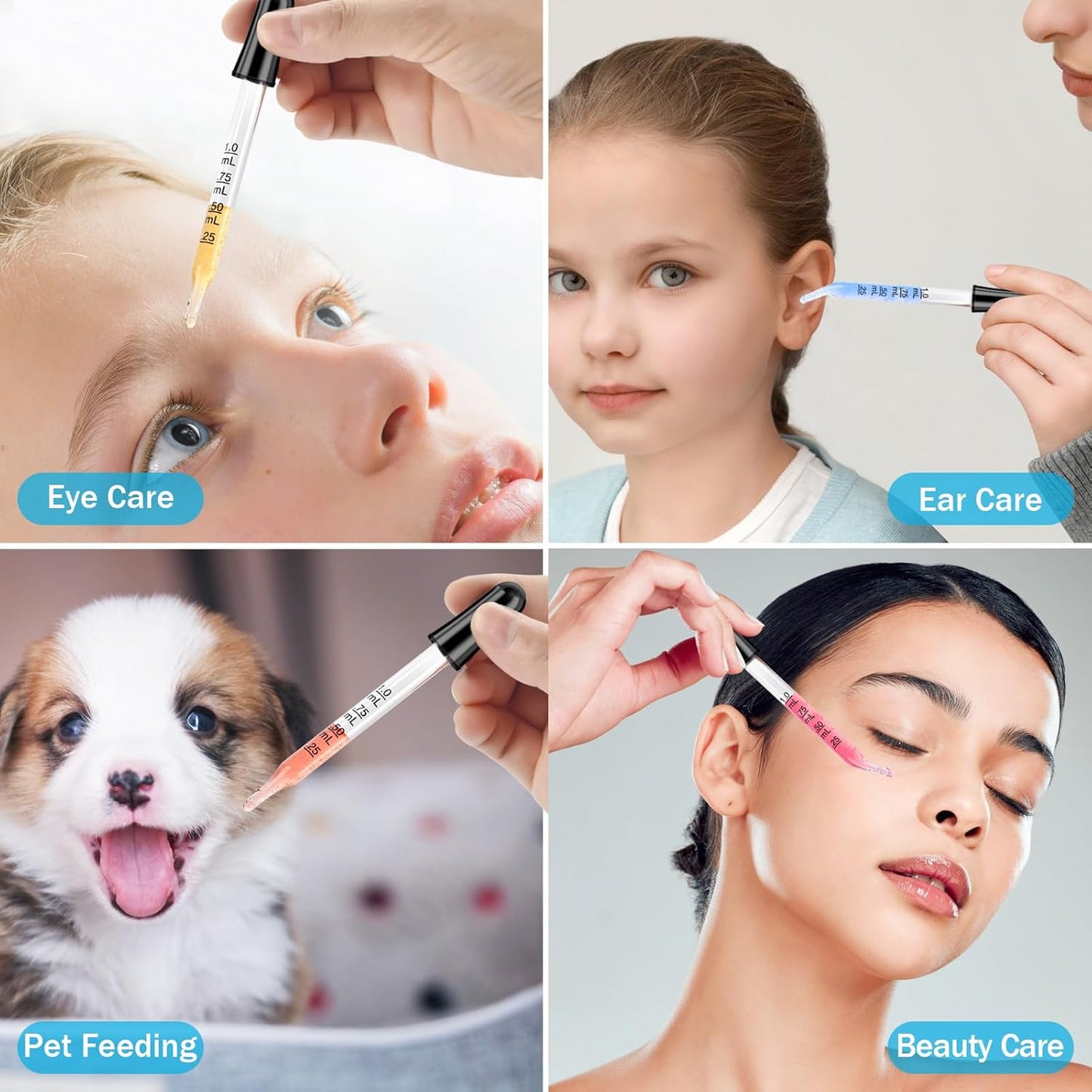 Glass Eye Dropper Pipette 10 Pack - 1ml Essential Oil & Lab Droppers with Bent & Straight Tips | Ideal for Crafts & Liquid Transfer