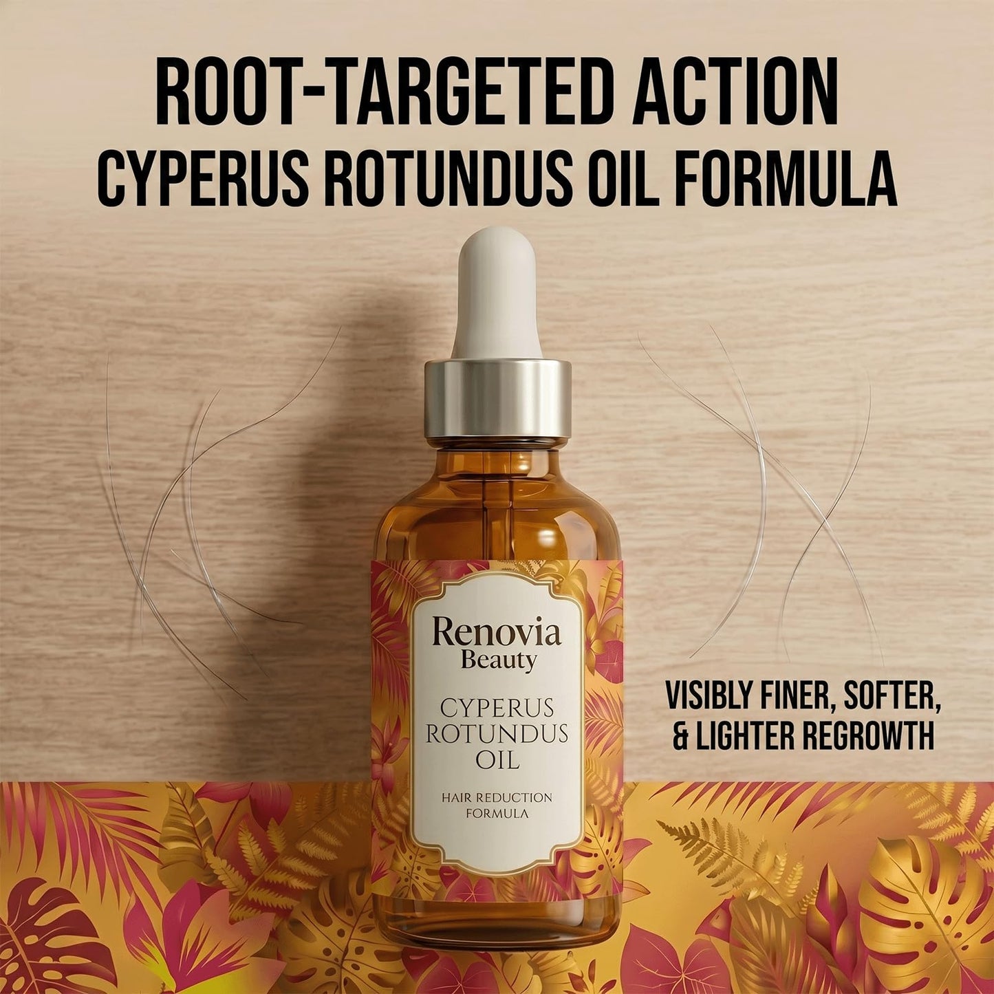 Renovia Beauty Cyperus Rotundus Oil, Renovia Beauty Hair Removal, Stop Unwanted Hair Growth Naturally,2fl.oz (1pcs)