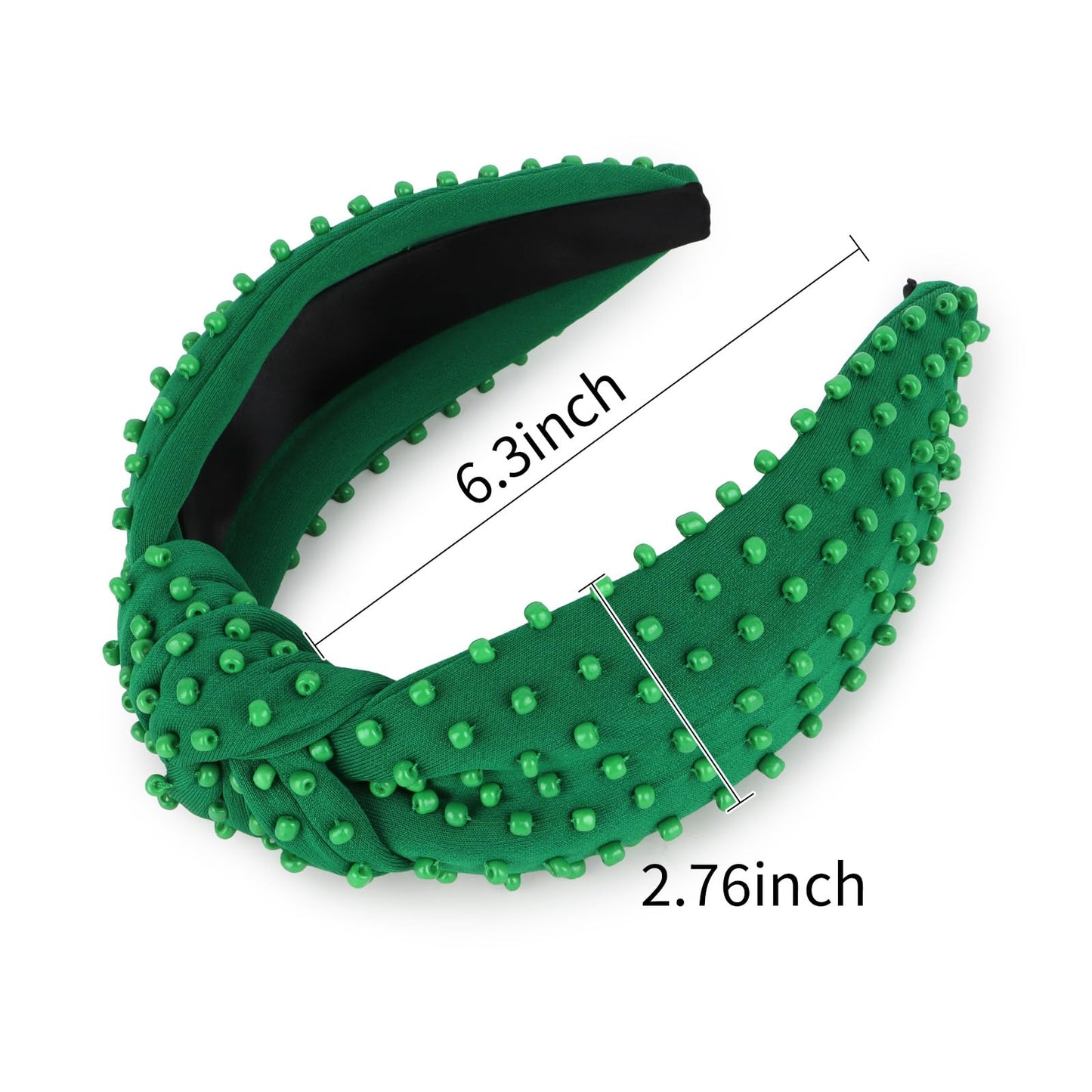 YISSION Green Knotted Headband for Women - Wide Beaded Hair Hoop, Stylish Hair Accessory for Daily Wear, St. Patrick's Day Festivals & Casual Outfits