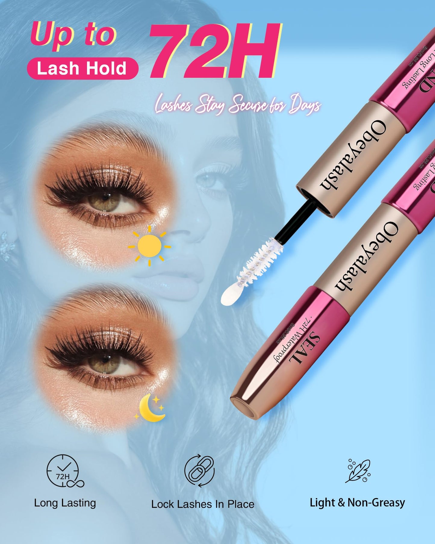 Obeyalash 2 in 1 Lash Bond and Seal, Waterproof Lash Cluster Glue Black