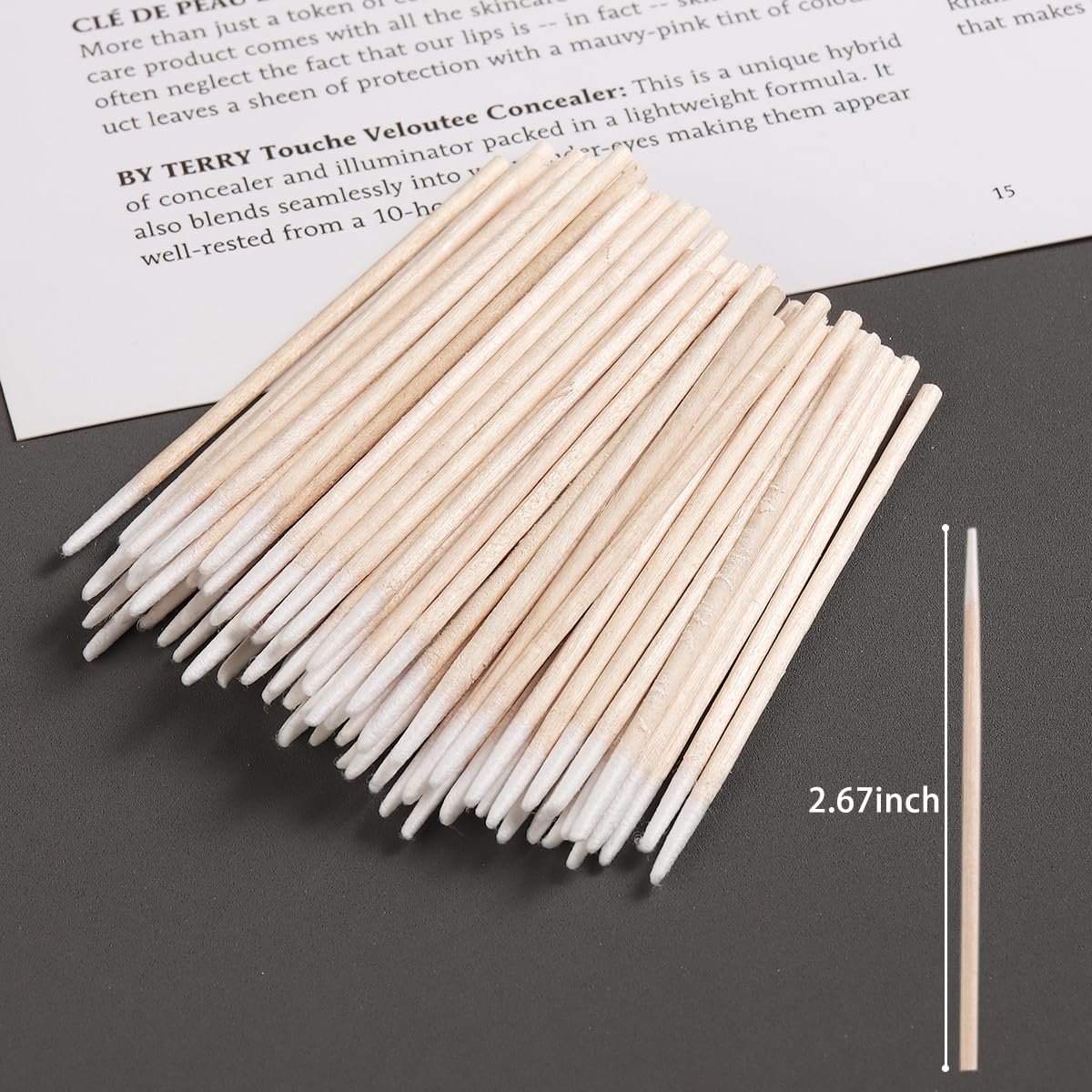 Precision Tip Cotton Swabs - 200PCS Pointed Wooden Sticks for Makeup, Nail Polish & Microblading | Disposable Applicators