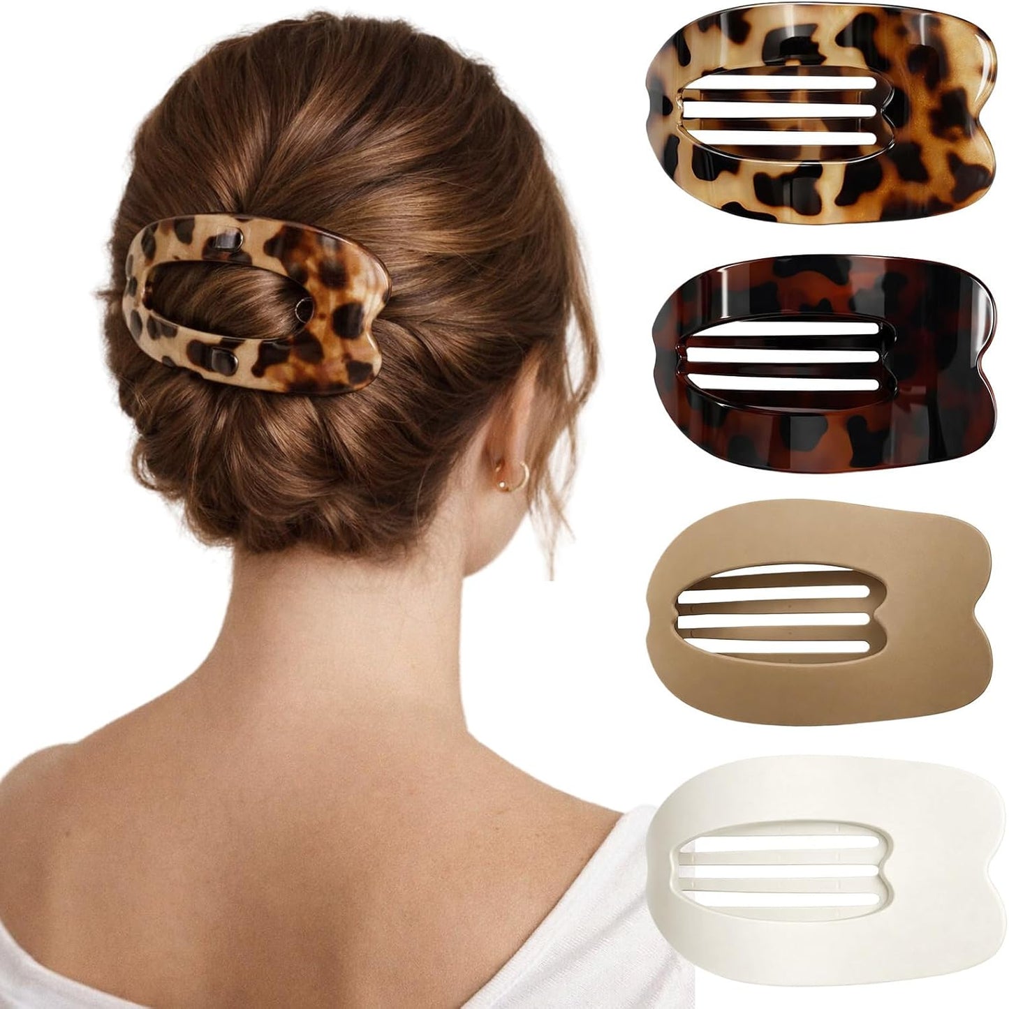 Duckbill Hair Clips - 4-Pack Flat Claw Design for Thick or Thin Hair | Casual Elegant Style