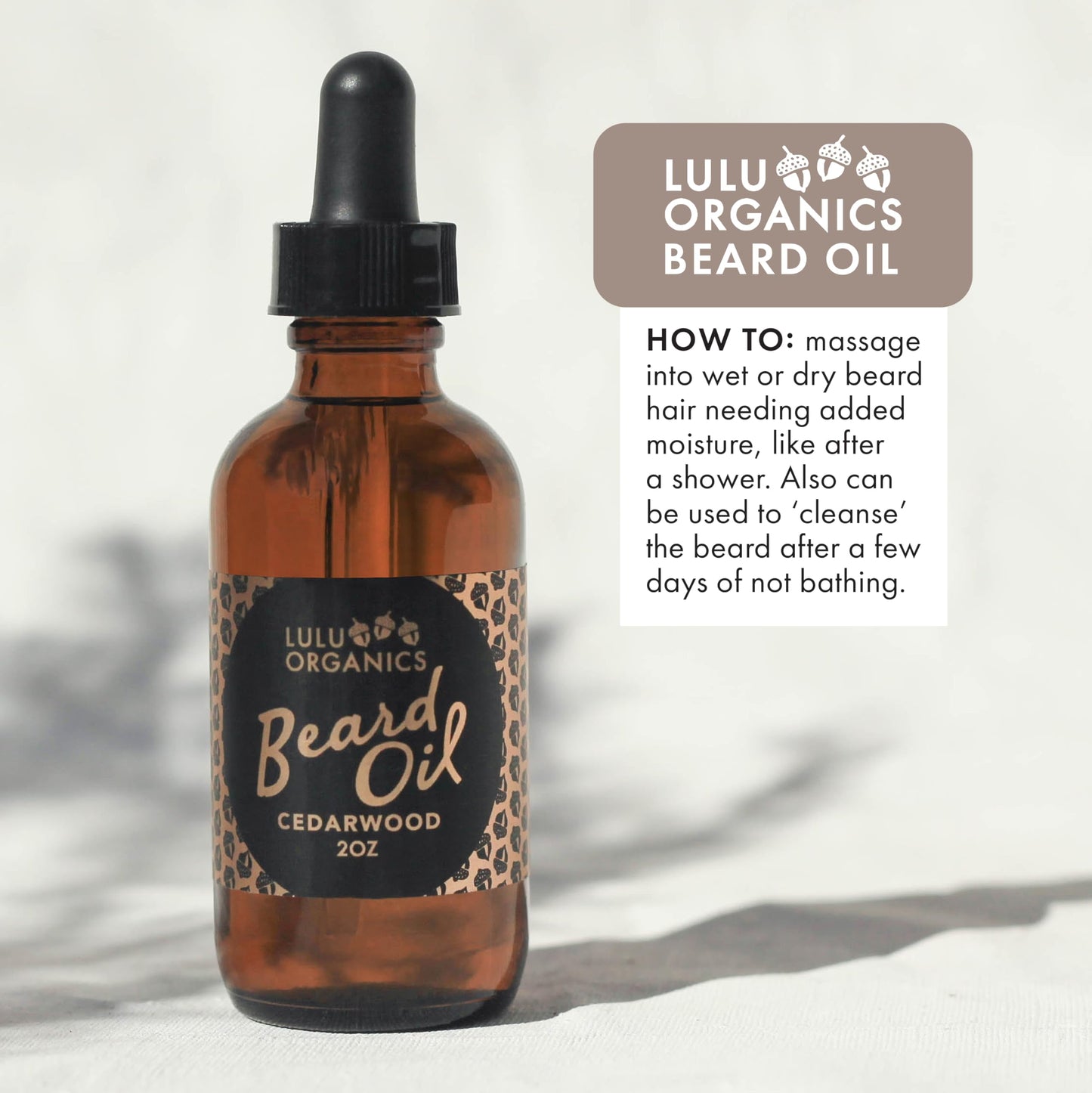 Lulu Organics Argan Oil for Beard – Natural Moisturizer for Men, Supports Facial Hair Growth, Beard Oil for Men with Cade Berry Cedar Wood Scent, Softens Hair for a Healthy Groomed Look, 2oz Bottle