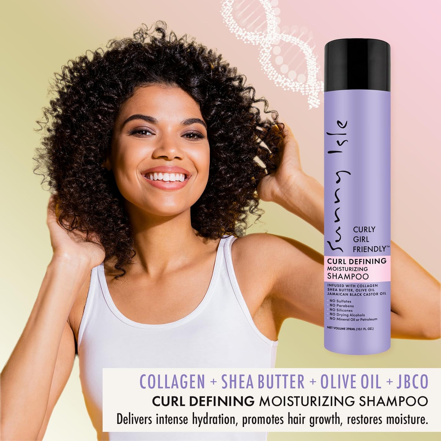 Sunny Isle Curl Defining Shampoo - Moisturizing & Hydrating for Curly, Wavy, Coily Hair | 10.1oz