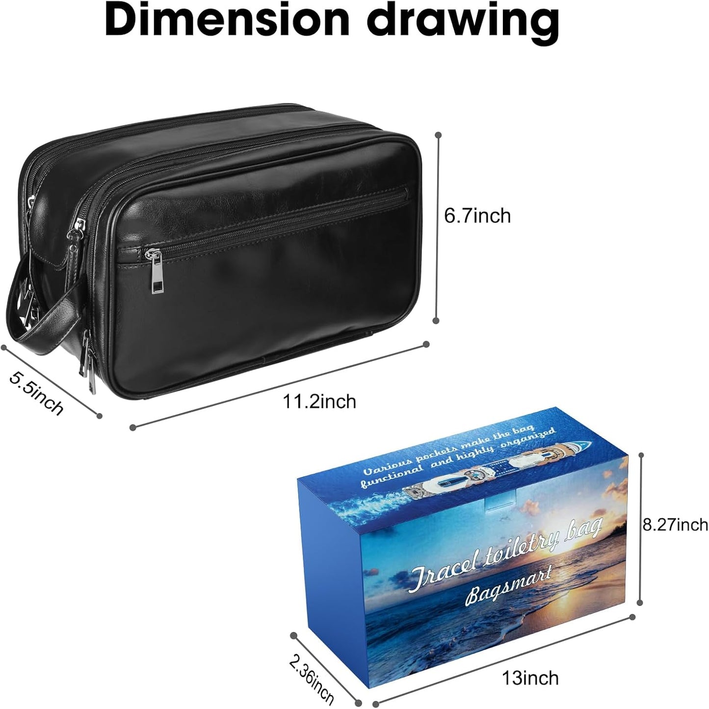 Personalized Leather Travel Toiletry Bag for Men - Large Waterproof Dopp Kit | Ideal Shaving & Cosmetic Organizer