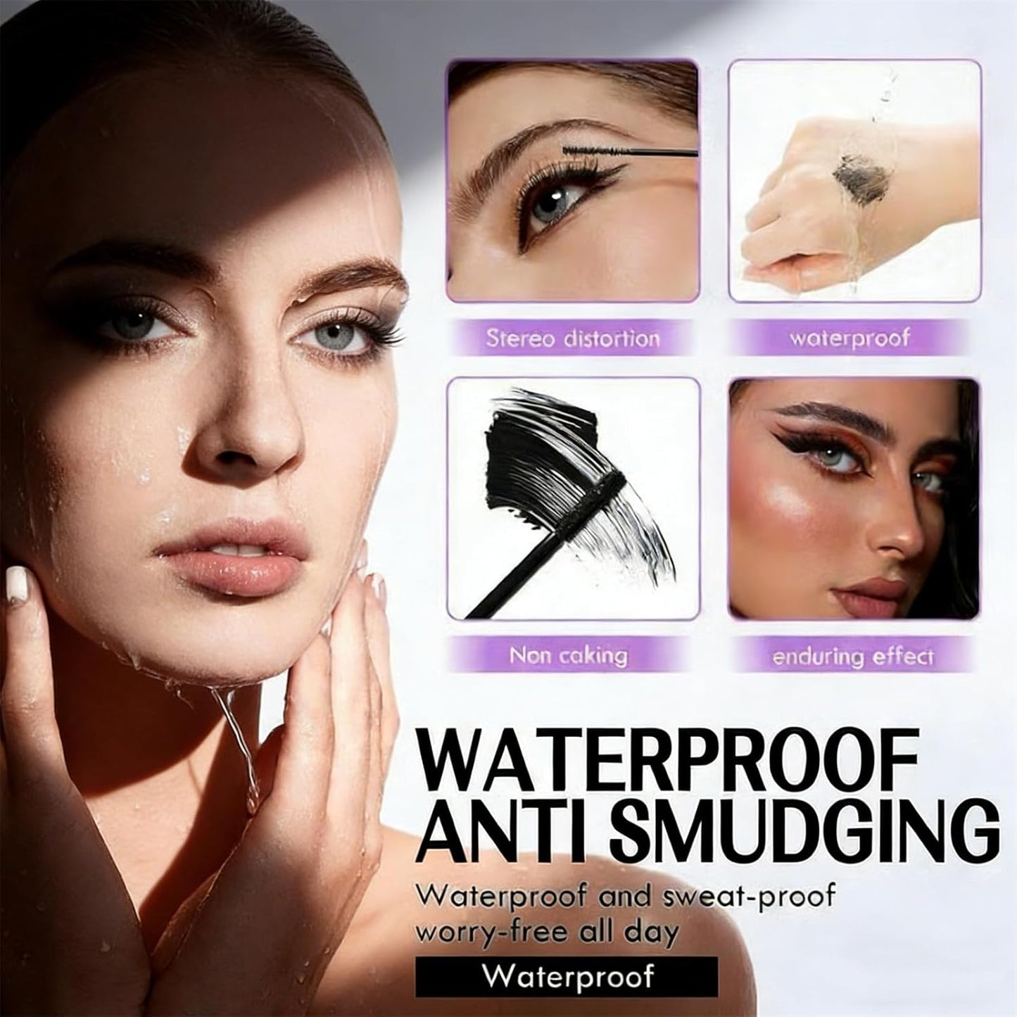 Waterproof Fiber Mascara - Volume & Length Without Clumping | Tubular Curling, Non-Smudging, Black