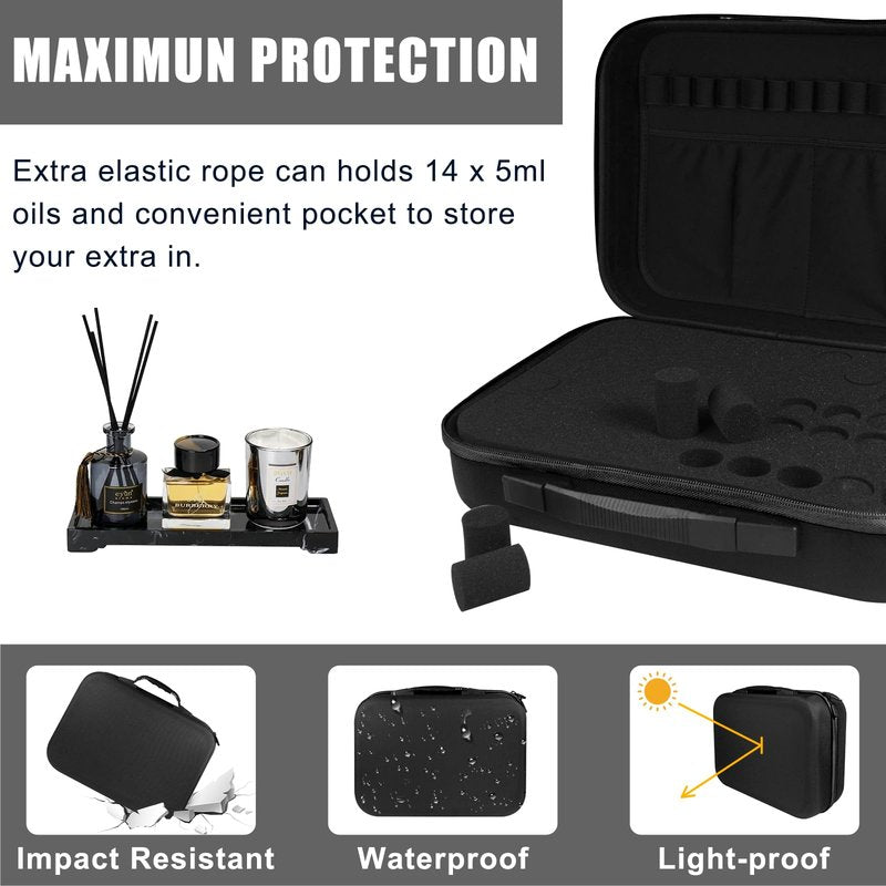 ZORETCO Essential Oil Storage Carrying Case, 70 Bottles Essential Oils Box for 5ml 10ml 15ml Roller Bottles Travel Storage Organizer Bag for doTERRA & Young Living (Black)