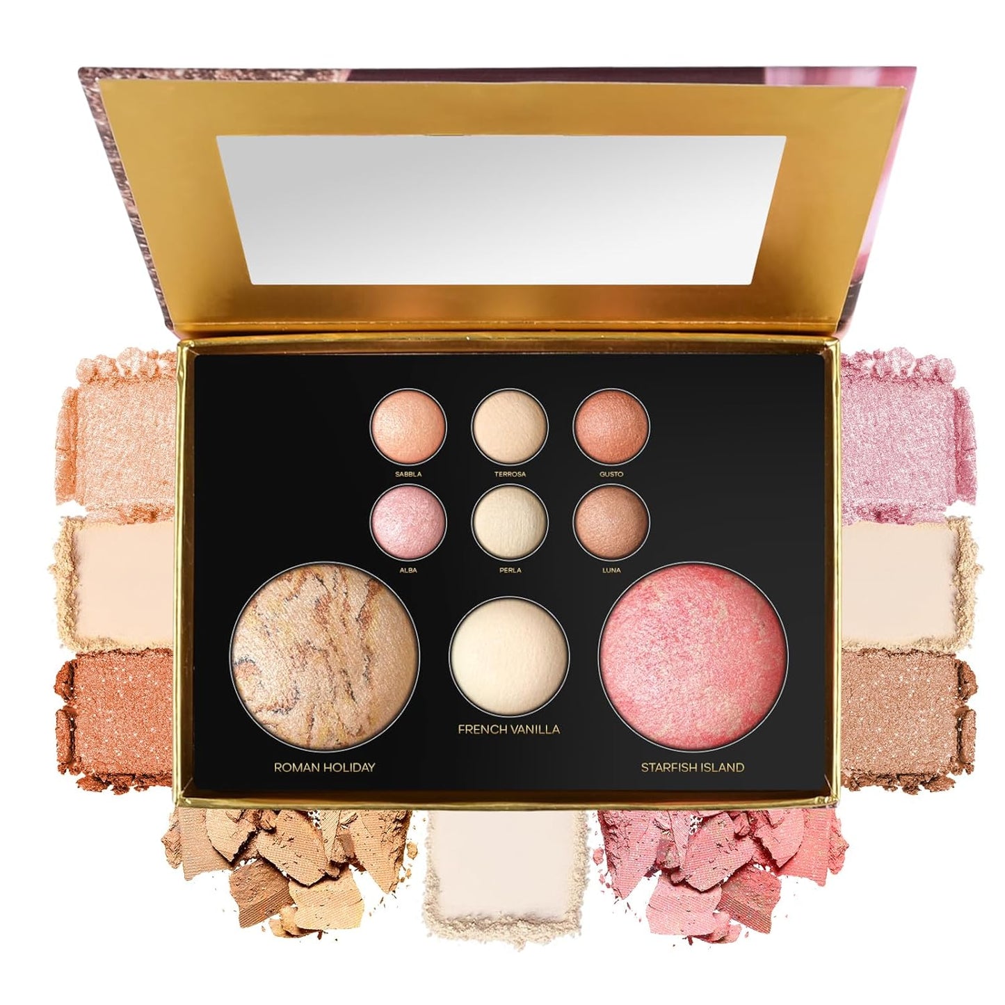 Baked Makeup Palette - Full Size Blush, Bronzer, Highlighters & Eyeshadows | Travel-Friendly Compact, Neutral Shades