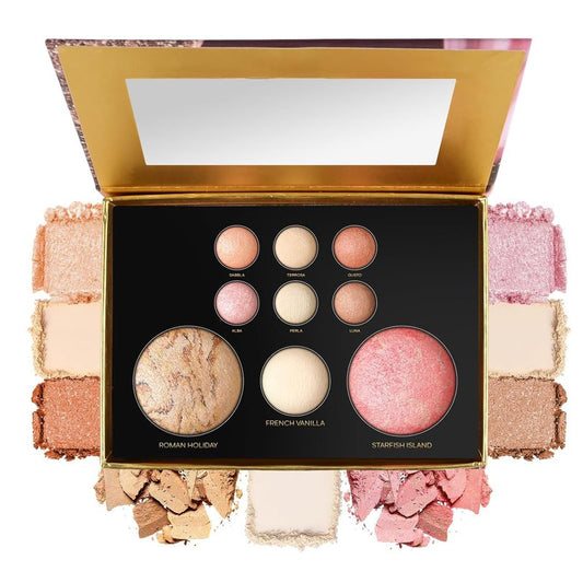 Baked Makeup Palette - Full Size Blush, Bronzer, Highlighters & Eyeshadows | Travel-Friendly Compact, Neutral Shades