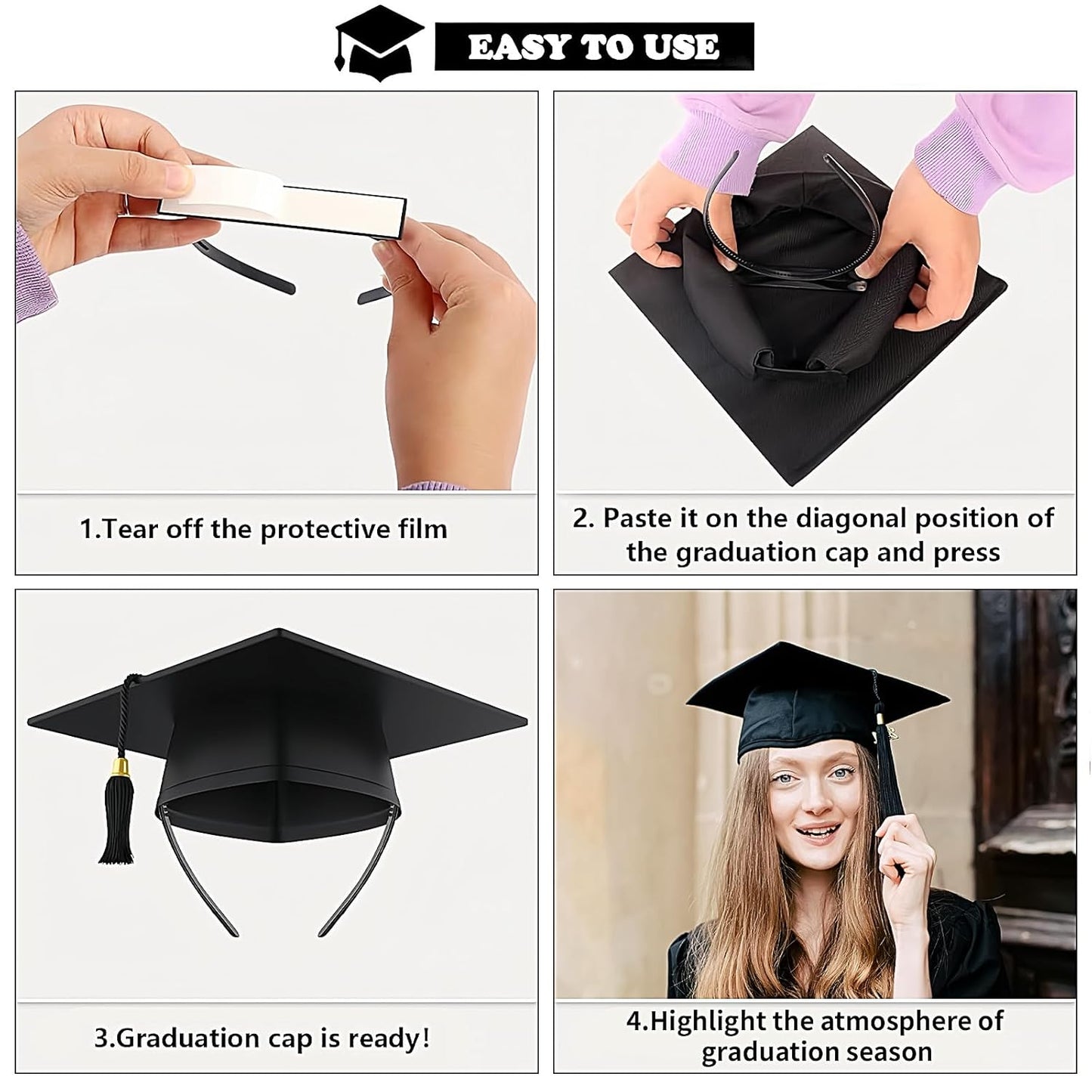 Graduation Cap Headband - Secure Anti-Fall Hairband for Graduates | Perfect Graduation Hat Accessory