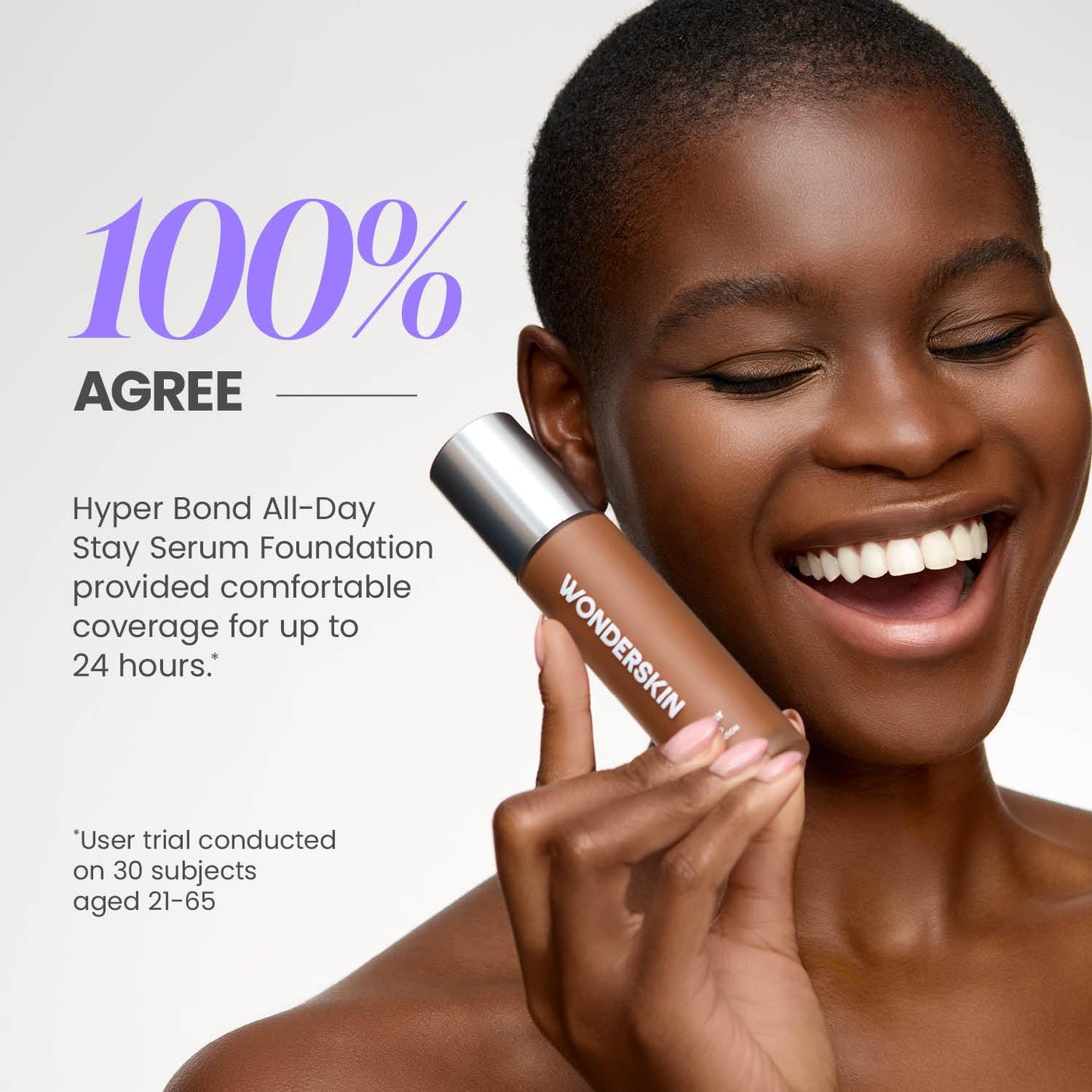 Wonderskin Hyper Bond All-Day Stay Serum Foundation - Waterproof, 24HR Longwear Makeup with Niacinamide & Hyaluronic Acid | Lightweight Natural Finish (Moonstone)