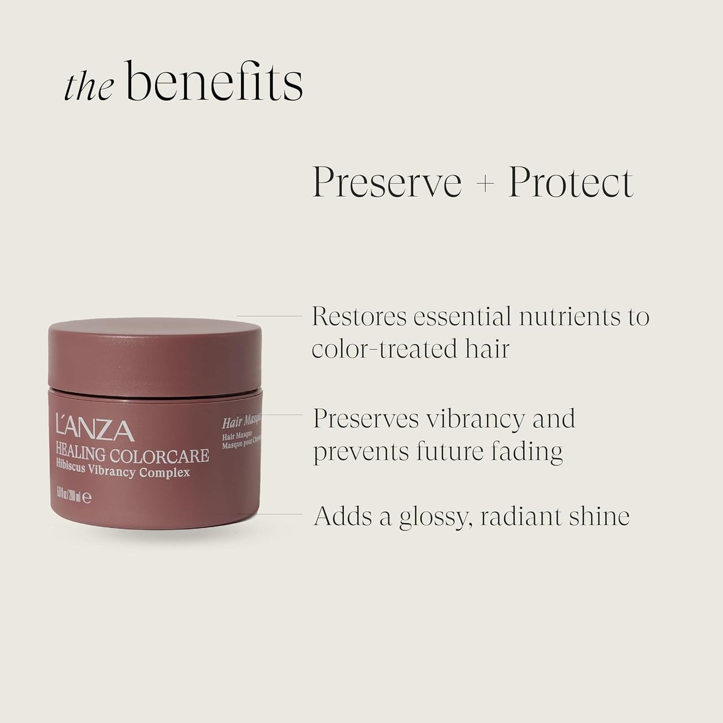 L'ANZA Healing Colorcare Hair Masque - Deep Conditioning Mask for Color Retention & Moisture | 6.8 Fl Oz