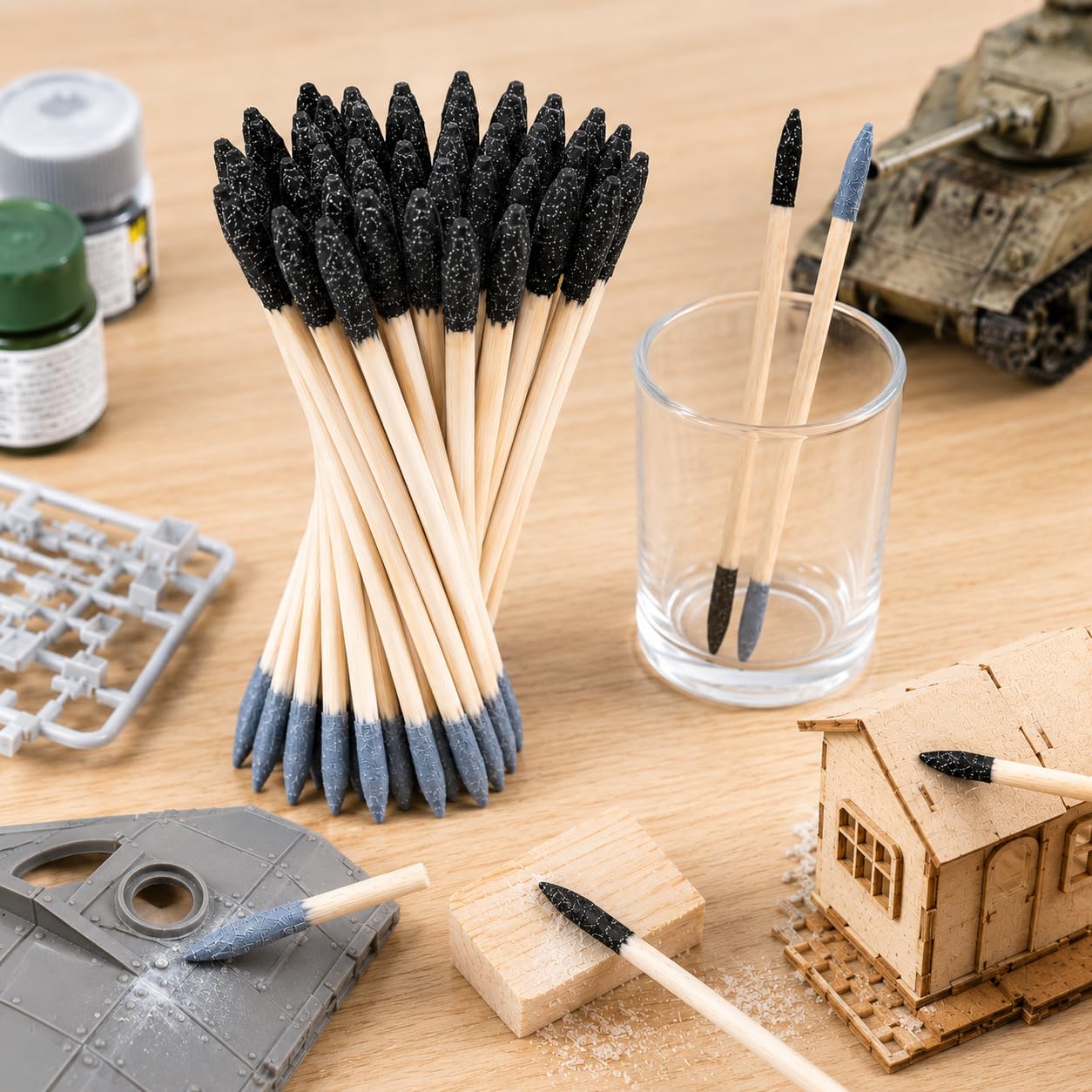 20/50Pcs Sanding Sticks, Double-Ended Matchstick Design Sanding Tools for Wood Plastic Models, 120/280 Grit Fine Detail Sander for Tight Spaces Crafts (5.4 x 0.2 Inch)