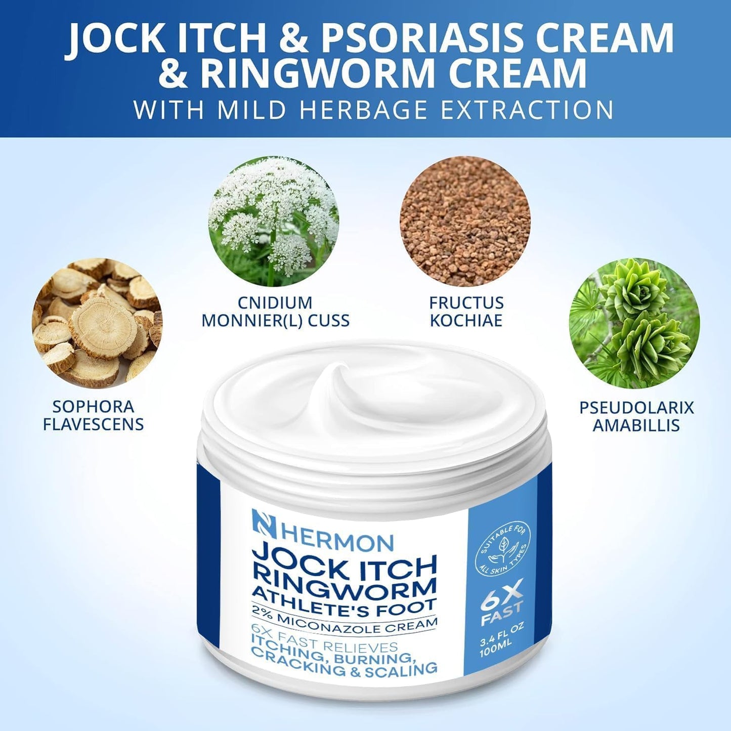 Hermon Jock Itch Antifungal Cream & Spray Set: Ringworm Treatment for Humans, Psoriasis Treatment, Psoriasis Scalp Treatment, Ringworm Cream for Humans, Foot & Body Balm, Provides Soothing Relief