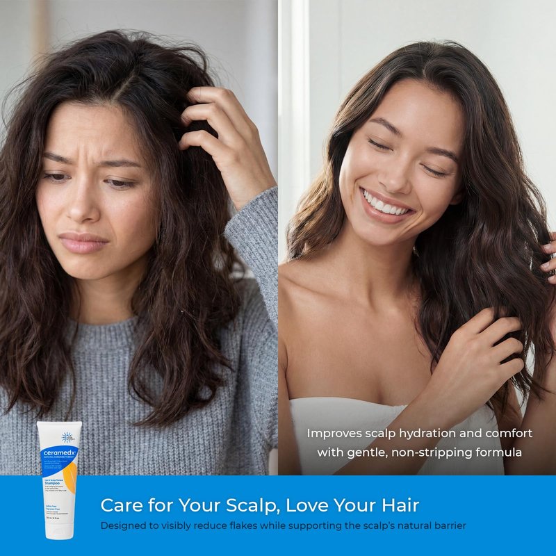 Ceramedx Hair & Scalp Renew Shampoo with Plant-based Riceramide-3 Technology, Deep Moisturizing for Dry Hair and Scalp | Vegan, Cruelty Free, Fragrance Free | 8 oz