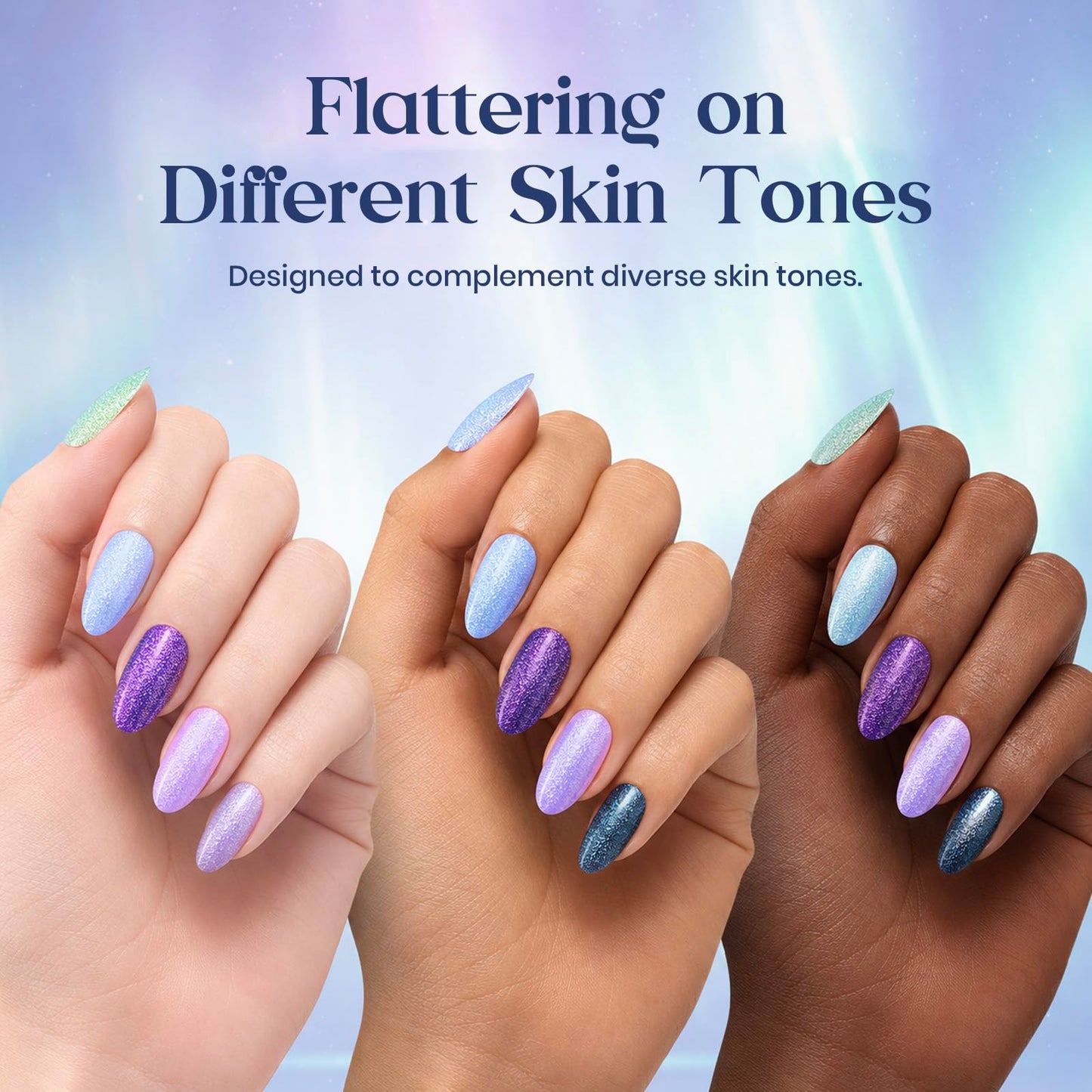 Beetles Glitter Gel Nail Polish Set, Kaleido Galaxy 6 Colors Chameleon Shimmer Gel Polish, Blue Green Purple Sparkle Soak Off UV LED Gel Polish for DIY Nail Art Manicure