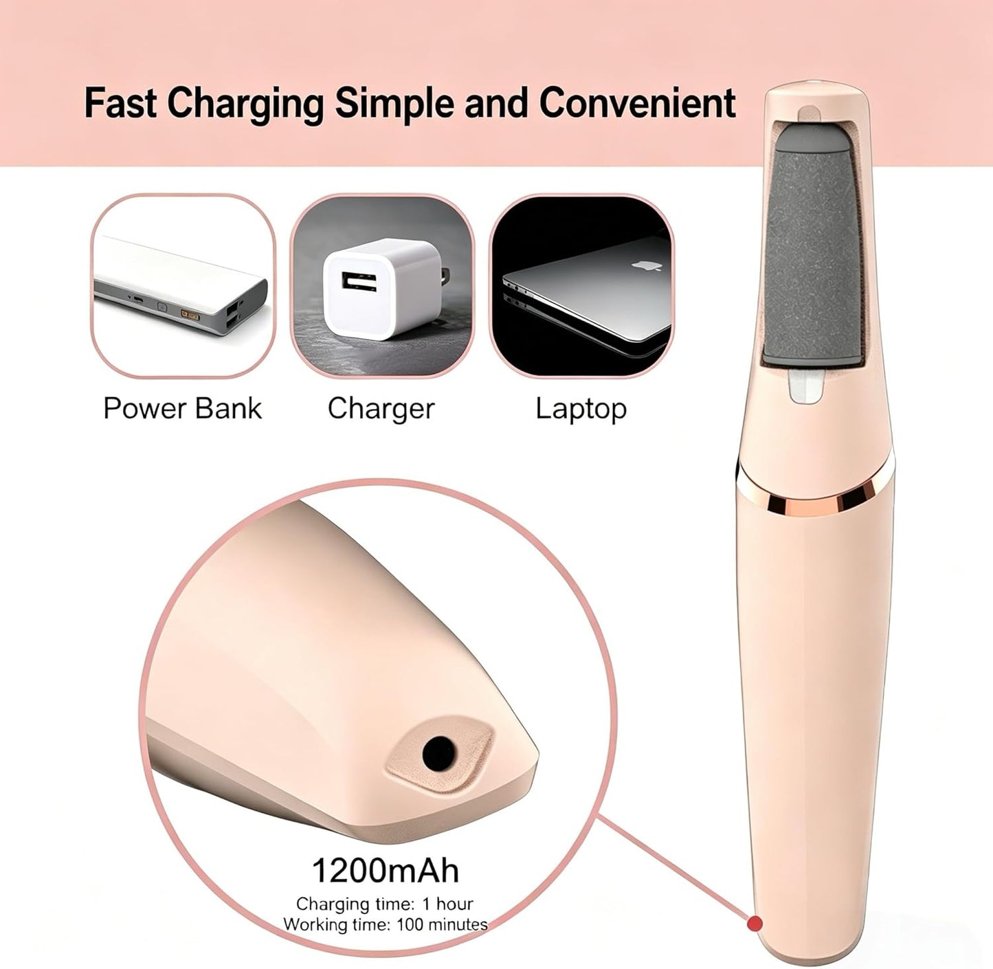 Electric Foot File - Rechargeable Callus Remover for Smooth Feet | 2 Speeds, Waterproof & Cordless Pedicure Tool