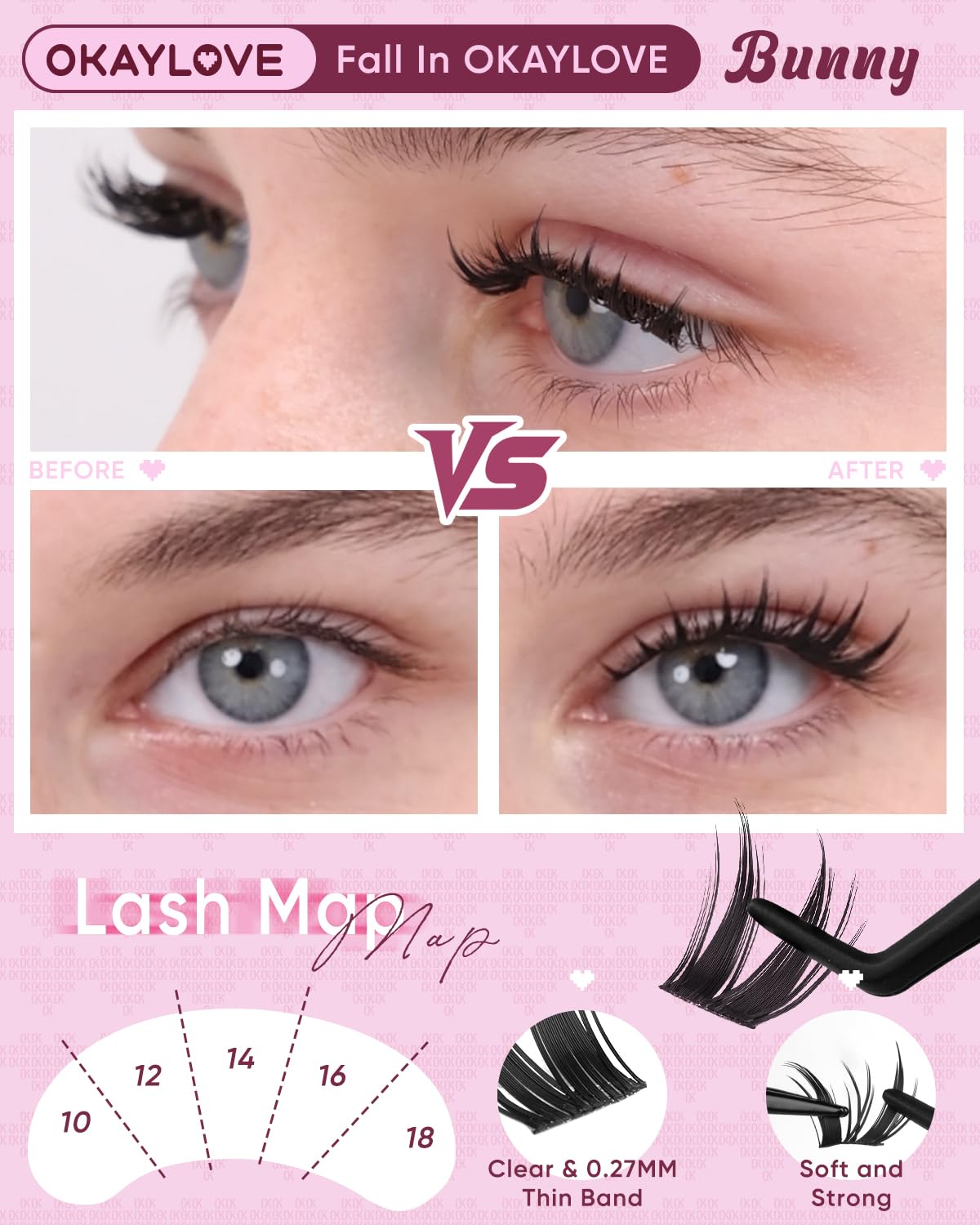 OKAYLOVE Bunny Lash Clusters Eyelashes Clusters