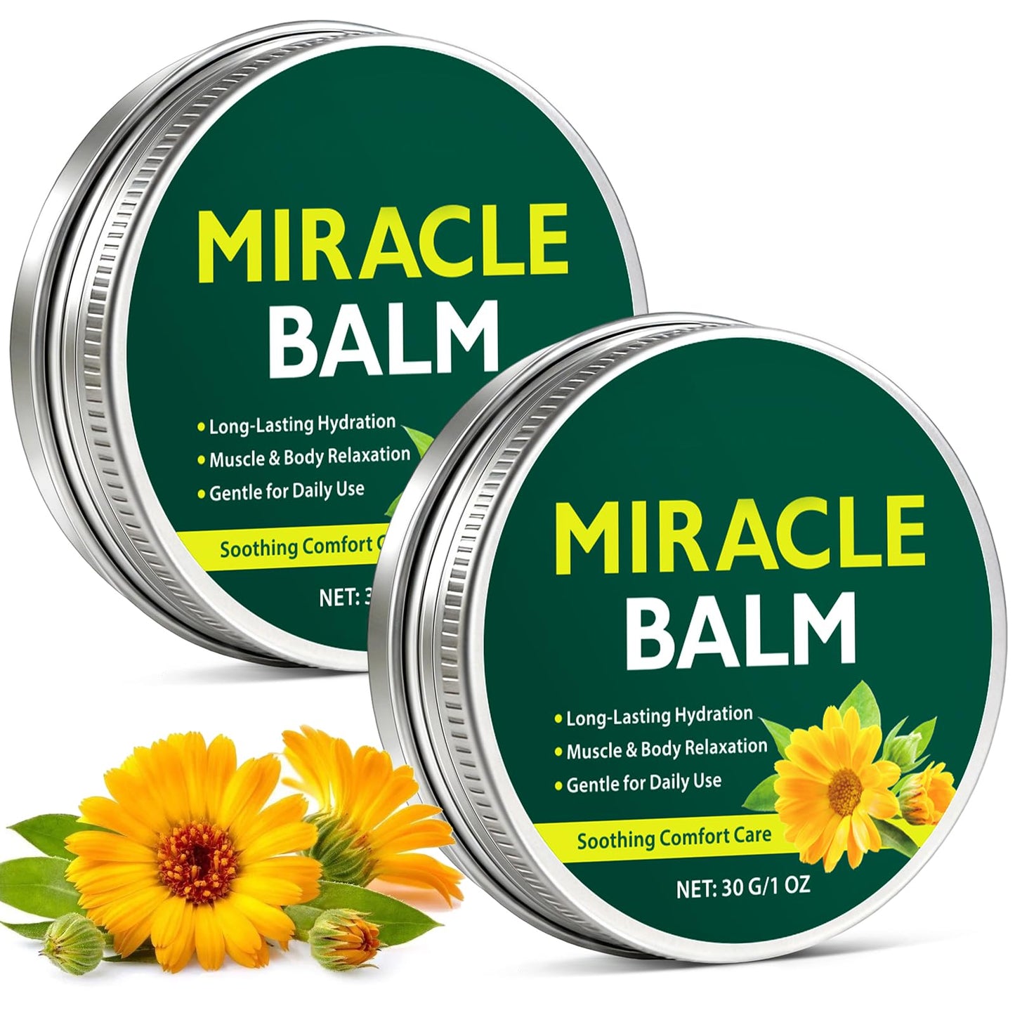 QYQIZWIA 2 Pack Miracle Balm for Swollen Legs, Veins Soothing, Relaxing & Comfortable, Botanical Formula with Calendula for Back, Hands, Feet and Body