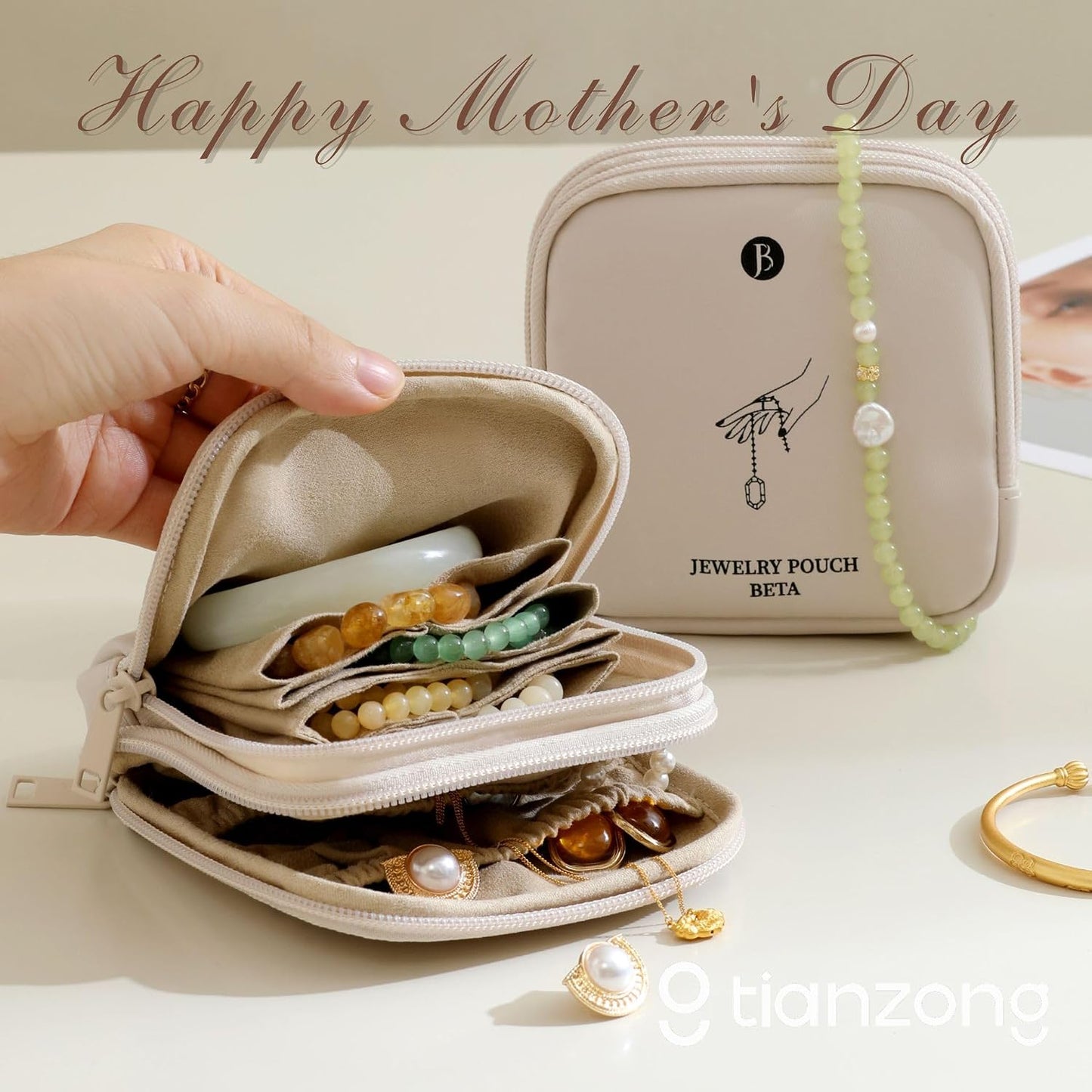 Travel Jewelry Case - Tangle-Free Waterproof Organizer for Valuables | Pink Double Zipper Design