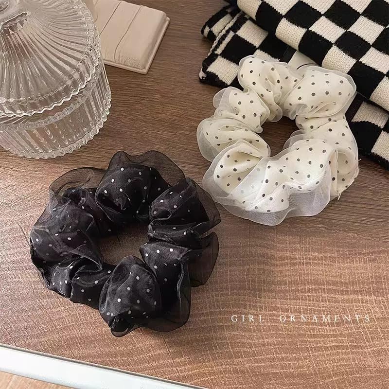 Chiffon Hair Scrunchies Set - 6 Soft Ponytail Holders for Thick Curly Hair | No Damage Hair Ties