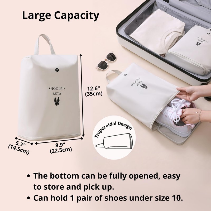 tianzong Shoe Bags for Travel, Waterproof Shoe Storage Organizer with Zipper for Men and Women (2 Pack, Grey)