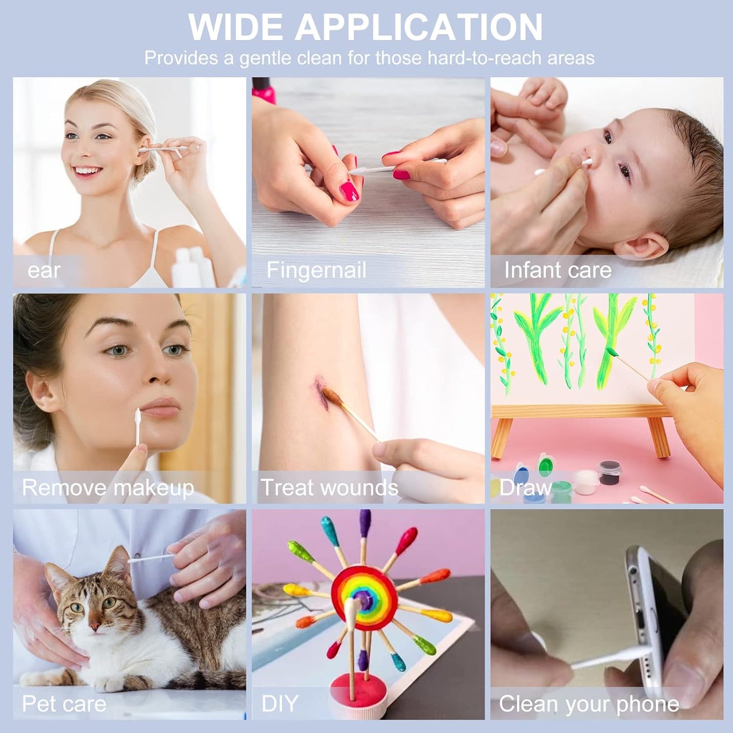 Double Precision Cotton Swabs - 800 Double Pointed Tips for Makeup | 4 Packs of 200 Pieces Each