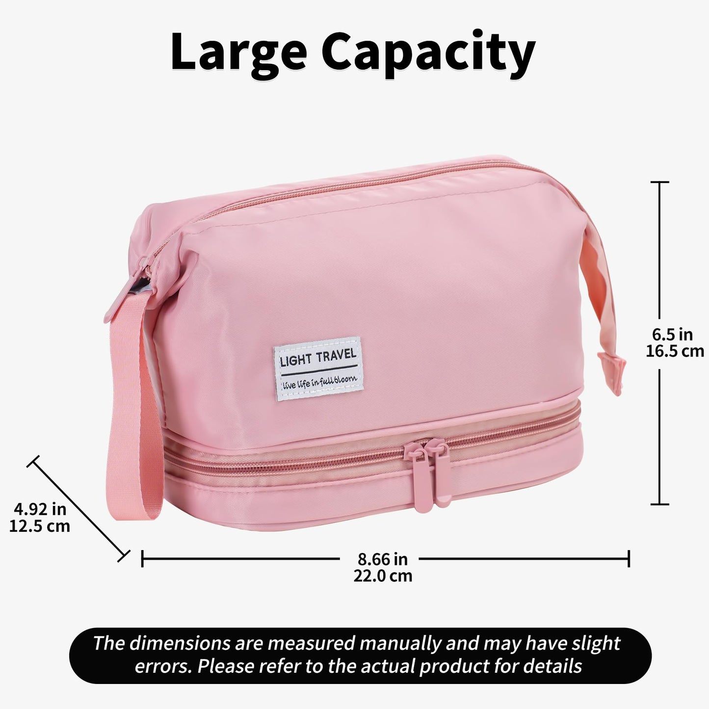 Haokuaile Hanging Travel Toiletry Bag for Women, Makeup Bag, Compact, sturdy, Lightweight, Waterproof, Simple and Practical, Functions As Both Cosmetic Organizer And Toiletry Bag (Woman, Pink)
