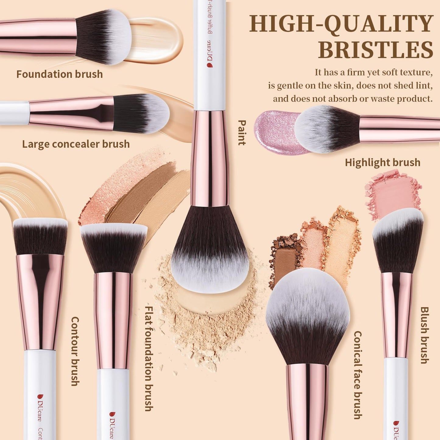 DUcare Makeup Brush Set Professional 27Pcs Makeup Brushes Premium Synthetic Kabuki Foundation Blending Face Powder Blush Concealers Eye Shadows Make Up Brushes Kit White