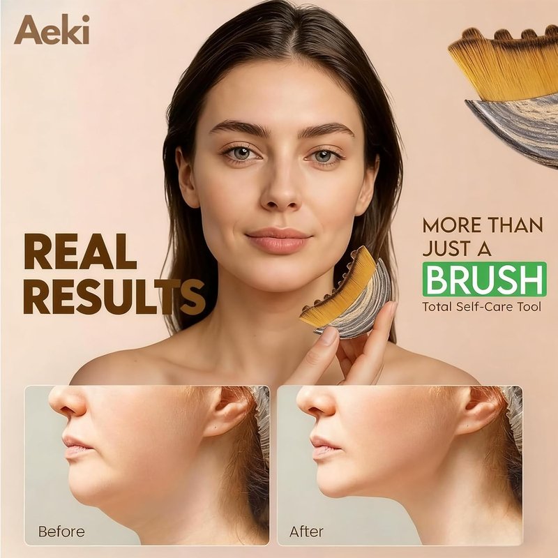Aeki Lymphatic Contour Face Brush - Lymphatic Drainage Massager for Chin & Jawline Sculpting | Gentle Beauty Tool for All Skin Types