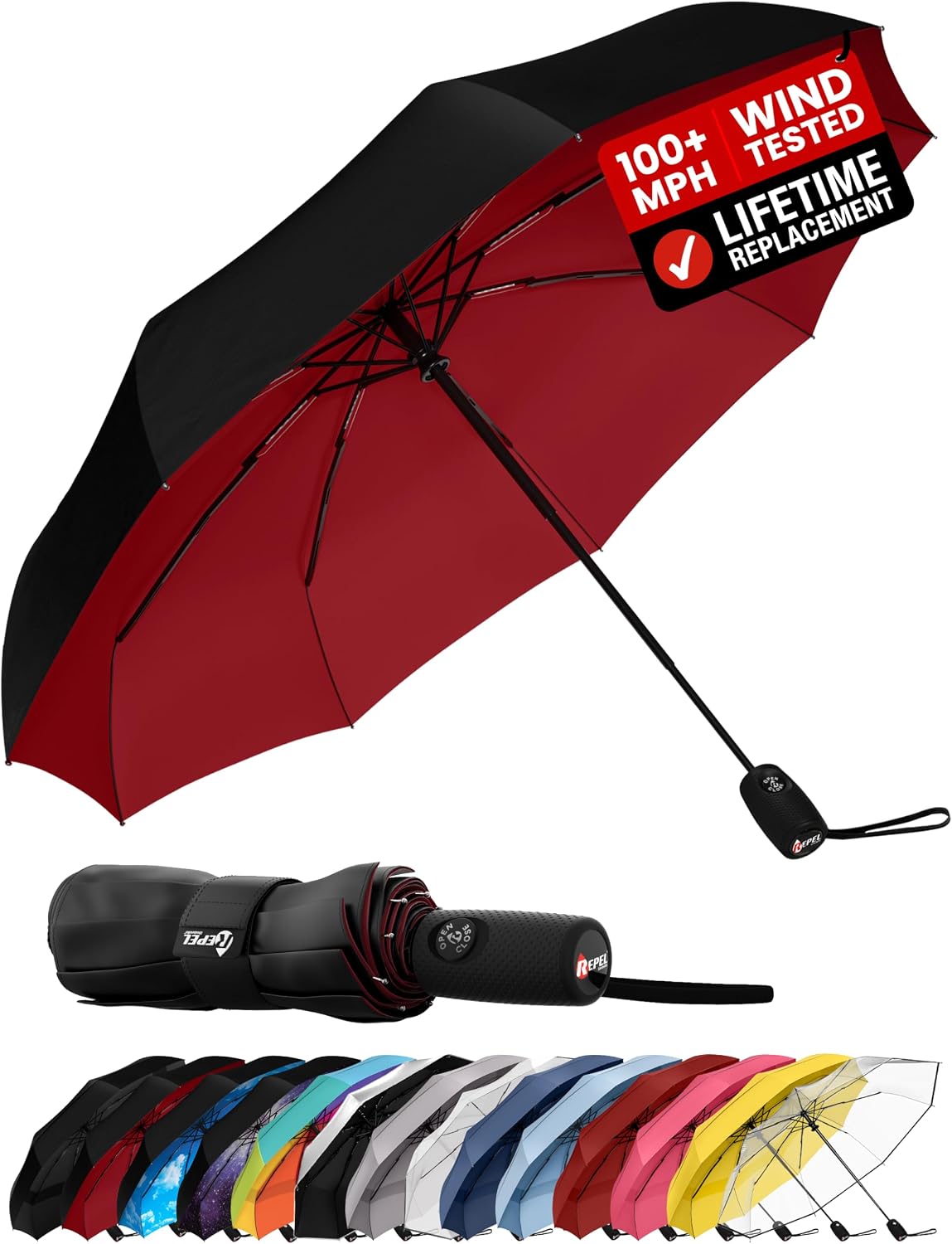 Windproof Travel Umbrella - Compact Auto Folding Design | Withstands 100MPH Winds, Durable & Lightweight for Men & Women