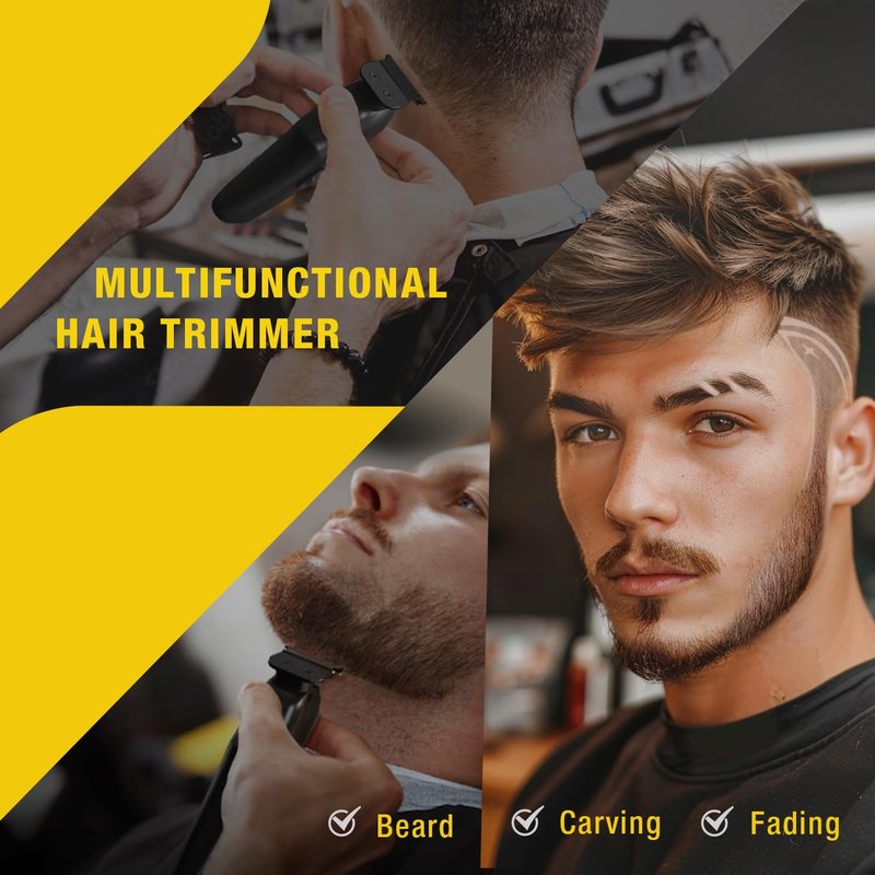 SUPRENT Hair Trimmers for Men - Electirc Cordless Beard Hair Trimmer with LED Display, High-Performance Rechargeable Zero-gapped Trimmer for Home Use with Titanium Blades (Black)