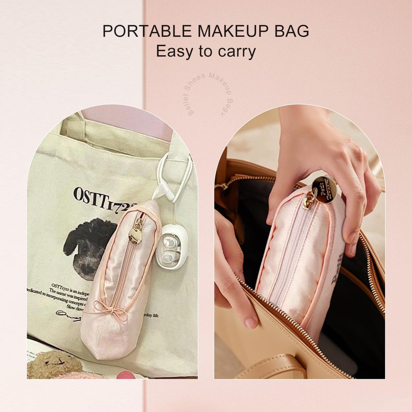 Ballet Makeup Bag - Cute Cosmetic Case for Girls | Pink Dance Recital Gift & Pencil Holder