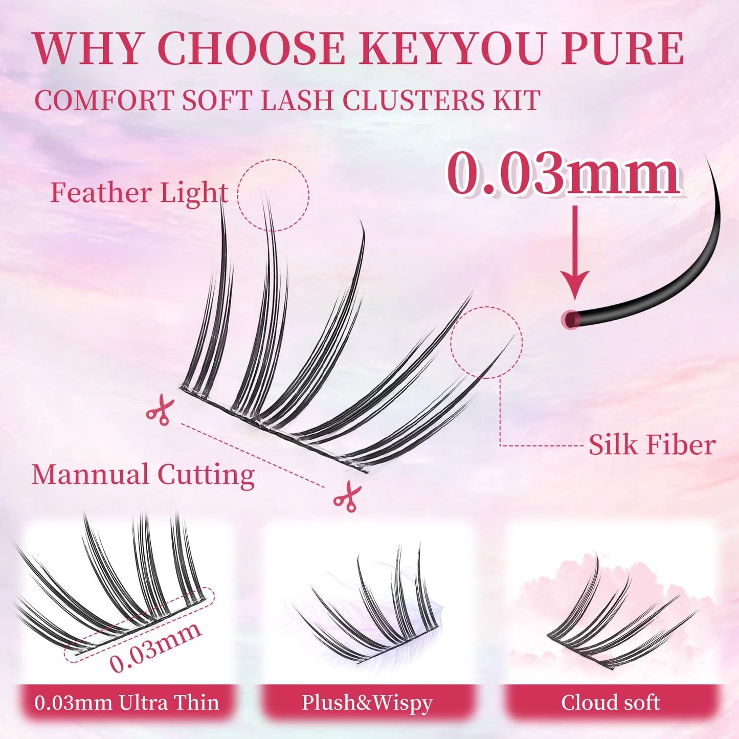Manga Lash Clusters Kit - Spiky Eyelash Extensions with Bond & Seal | 72 Pcs Wet Look Lashes
