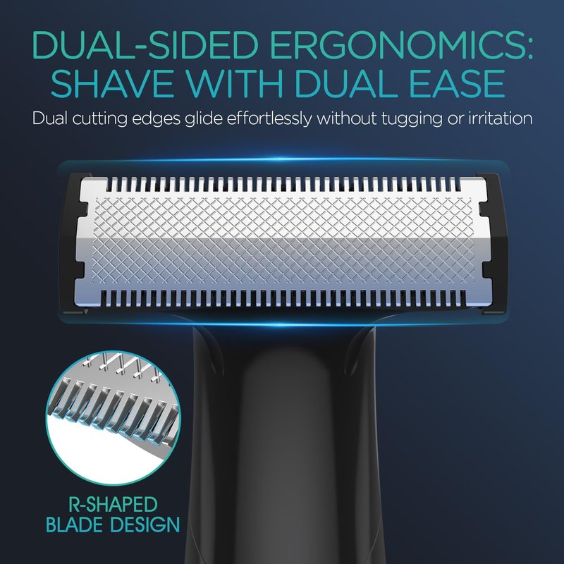VOYOR Beard Trimmer for Men, Electric Razor, No Pain, Full Body Grooming, Face & Body Hair Trimmer, Adjustable Length Combs, All-in-1 Rechargeable Mens Grooming Kit, Cordless, Wet/Dry, TX510 (Blue)