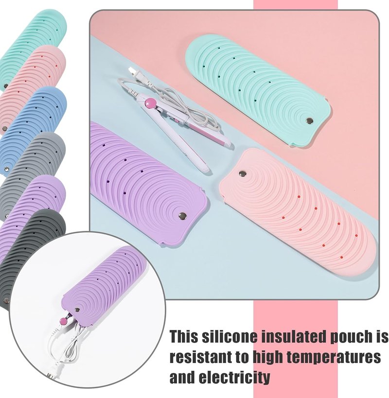 Heat Resistant Silicone Mat - Portable Curling Iron & Flat Iron Holder | Travel Case, Blue