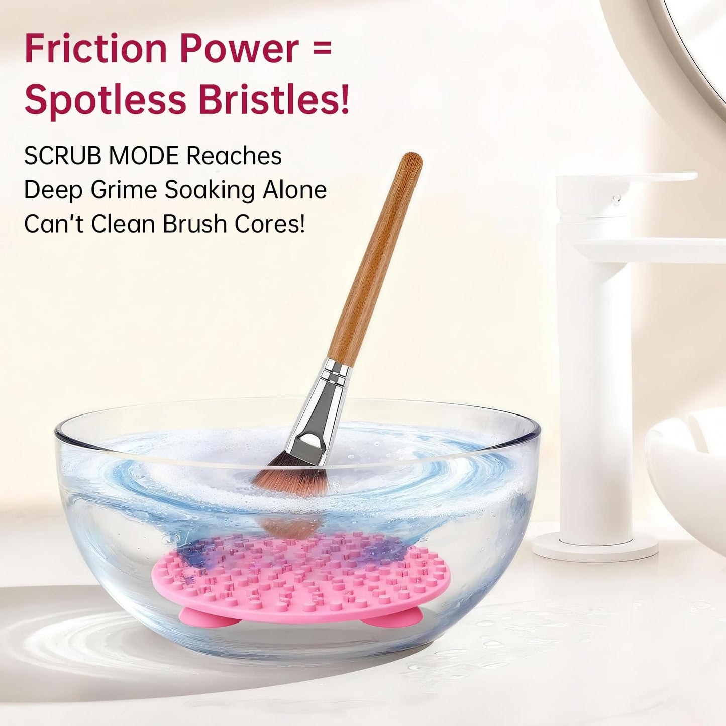 Electric Makeup Brush Cleaner Machine & Deep Cleaning Solution Set, Automatic Spinning Washer with 1.98 Fl.Oz Cruelty-Free Shampoo, Quickly Removes Residue, Ideal Gifts for Women, Makeup Lover
