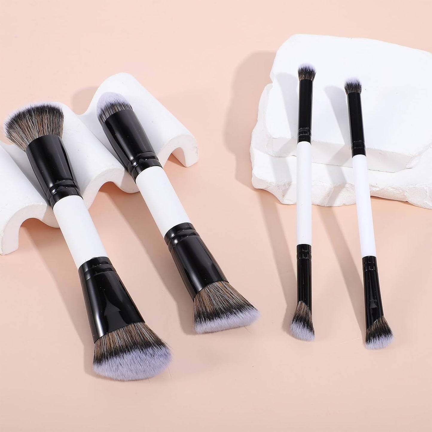 KFHENSOM 4PCS Dual-Ended Makeup Brush Set | Professional Foundation, Contour & Concealer Brushes for Liquid & Powder