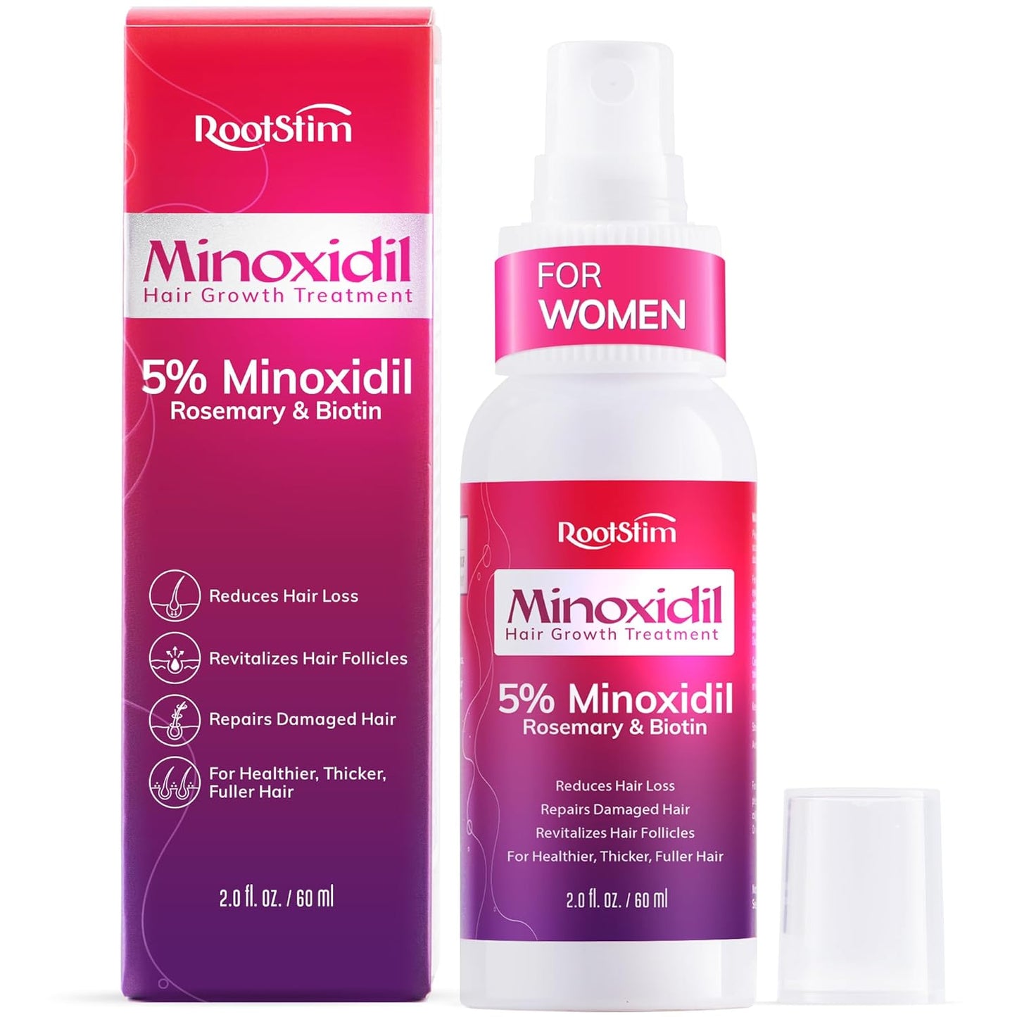 **Women's 5% Minoxidil Hair Growth Spray - Extra Strength with Rosemary & Biotin | 3-Pack, 60ML Each**