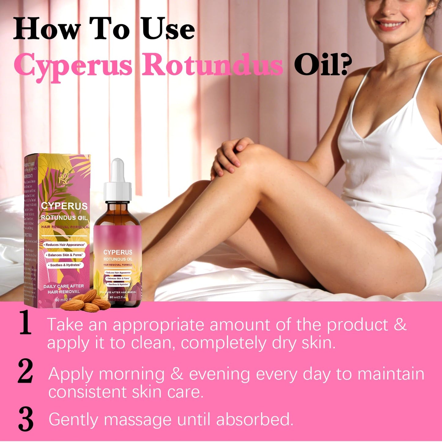 Cyperus Rotundus Oil - 100% Pure Natural Essential Oil for Hair Removal & Skin Care | 2 Fl Oz
