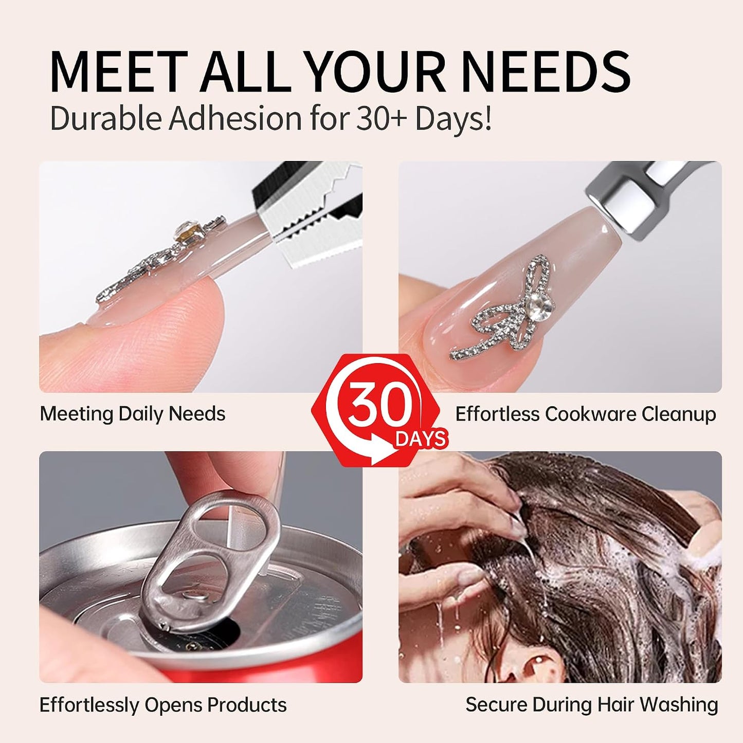 Semi Solid Nail Glue - Quick Drying 10ml for Press-On Nails | Long Lasting 30+ Days, Includes Remover Kit