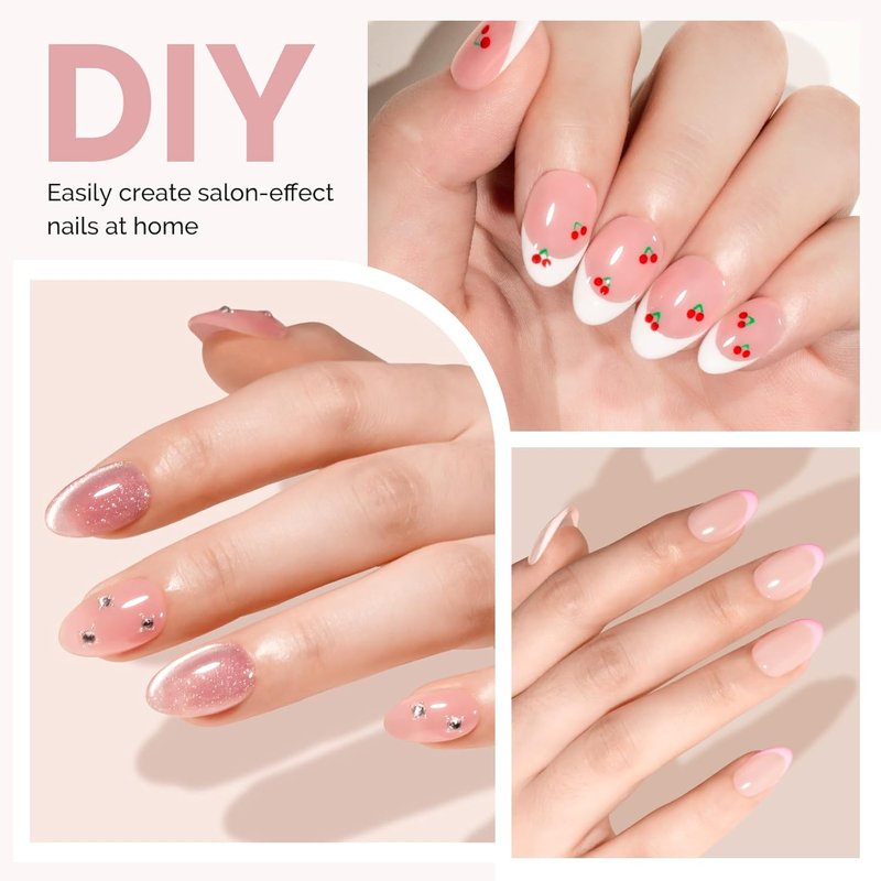Short Almond Gel Nail Tips Kit - 300 Pcs Pre-Built Apex Fake Nails | Half Matte Full Cover Acrylic, Strong & Long-Lasting