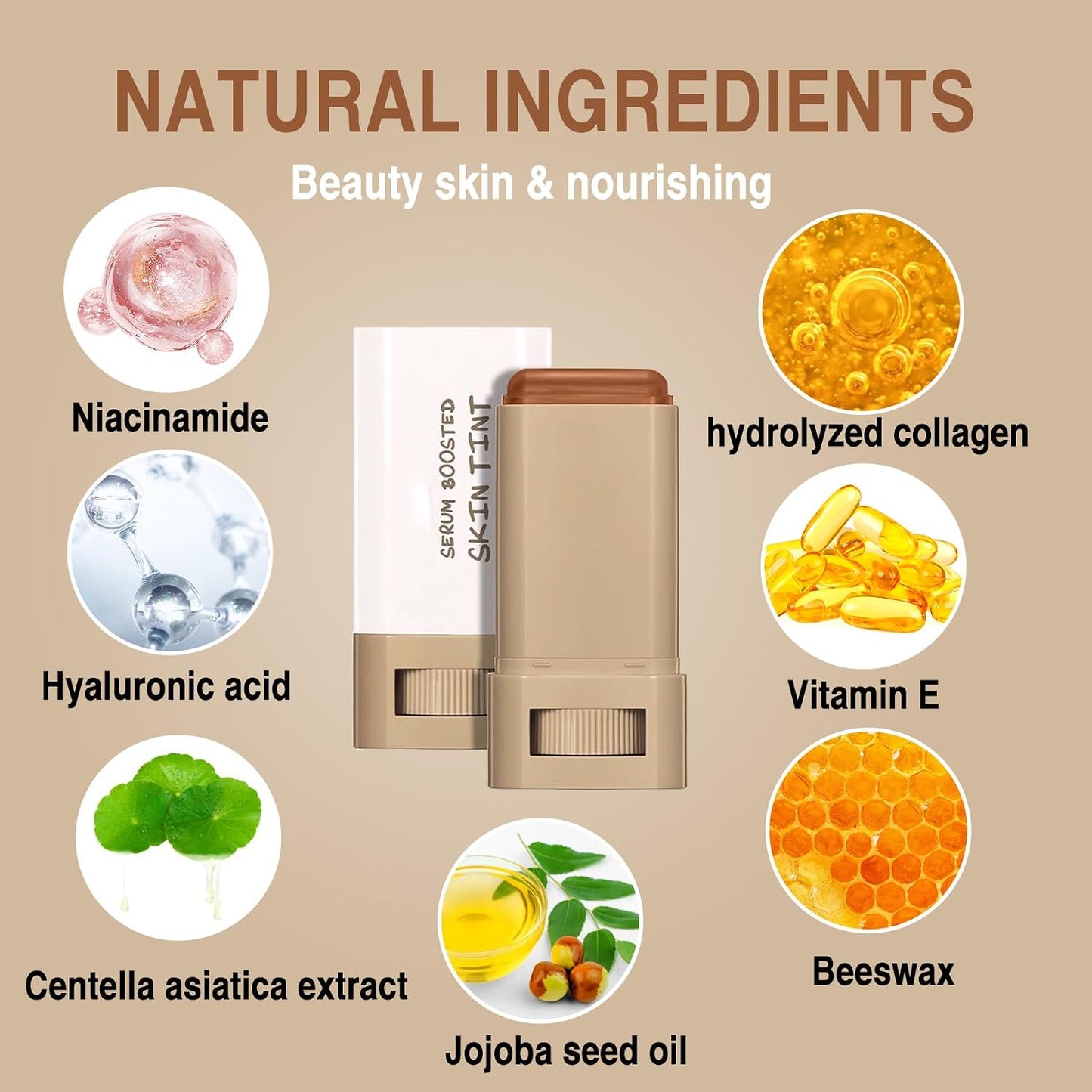 Beauty Balm Serum - Hydrating Tinted Concealer Stick for Women | Lightweight Moisturizer & Contour Foundation (#3)