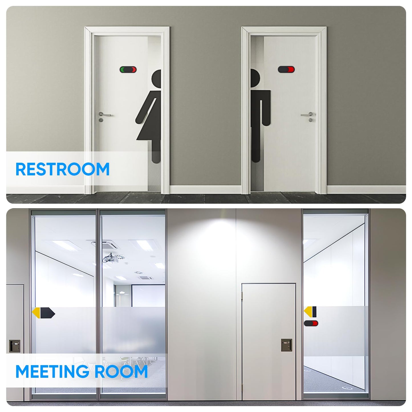 POPETPOP Vacant Occupied Privacy Sign: Do Not Disturb Office Door Sign for Home Restroom Conference Hotels Hospital - Red Green Flip, 3.9'' - Black