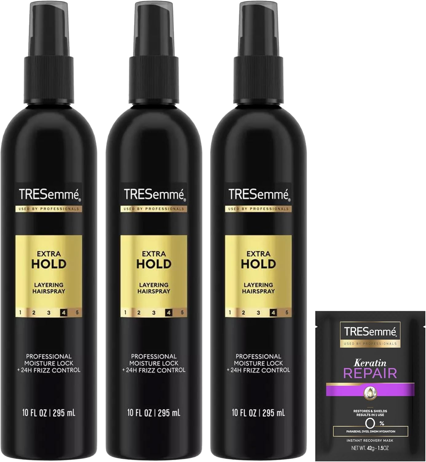 TRESemmé Extra Hold Non-Aerosol Hairspray - 24-Hour Frizz Control & Keratin Repair | 3-Pack