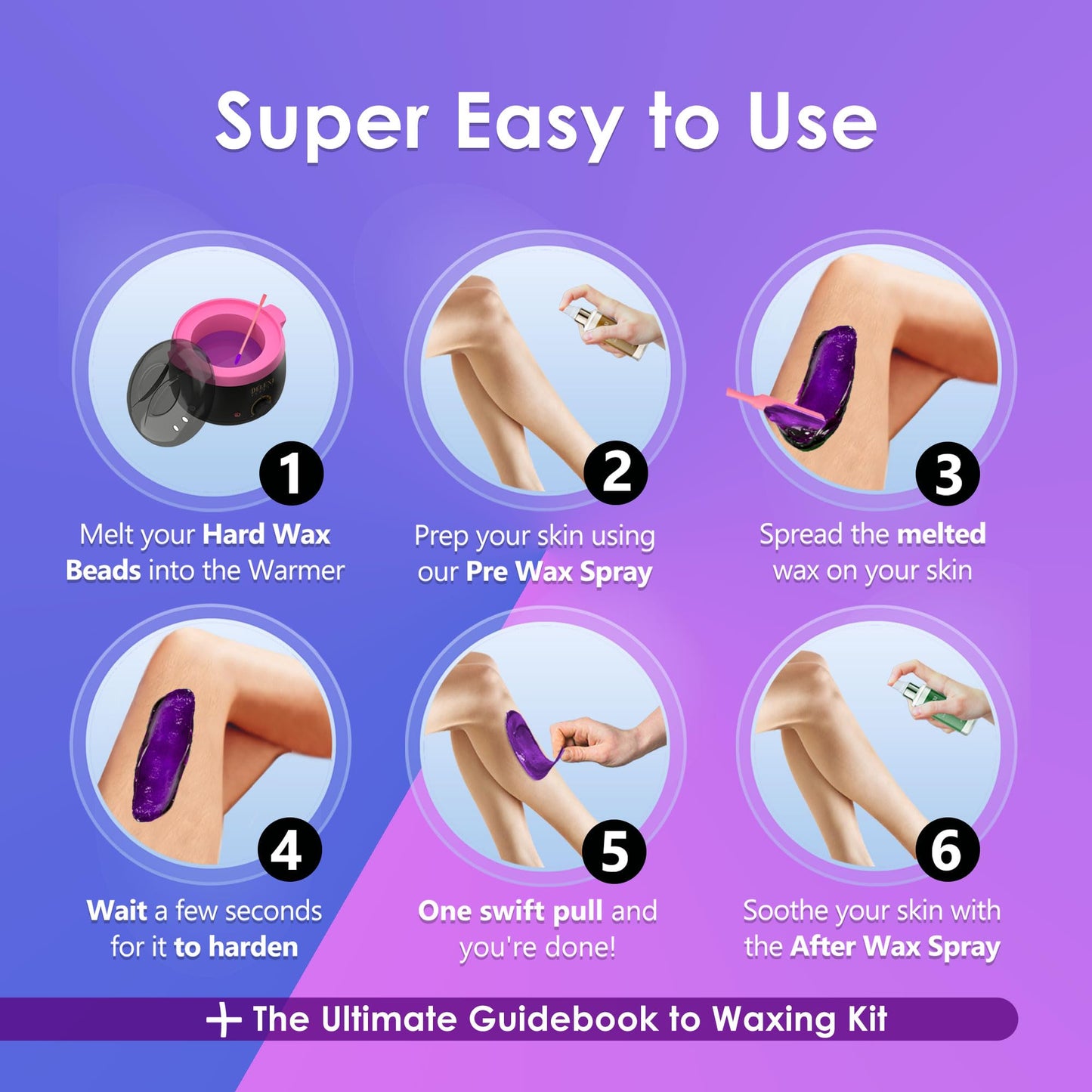 DELEXI Athlete Waxing Kit – Heavy-Duty Hair Removal System for Cyclists, Swimmers & Bodybuilders – 41-Piece Grooming Set (Includes 5 Wax Packs + Pre/Post Sprays) – Painless for Coarse Back & Leg Hair